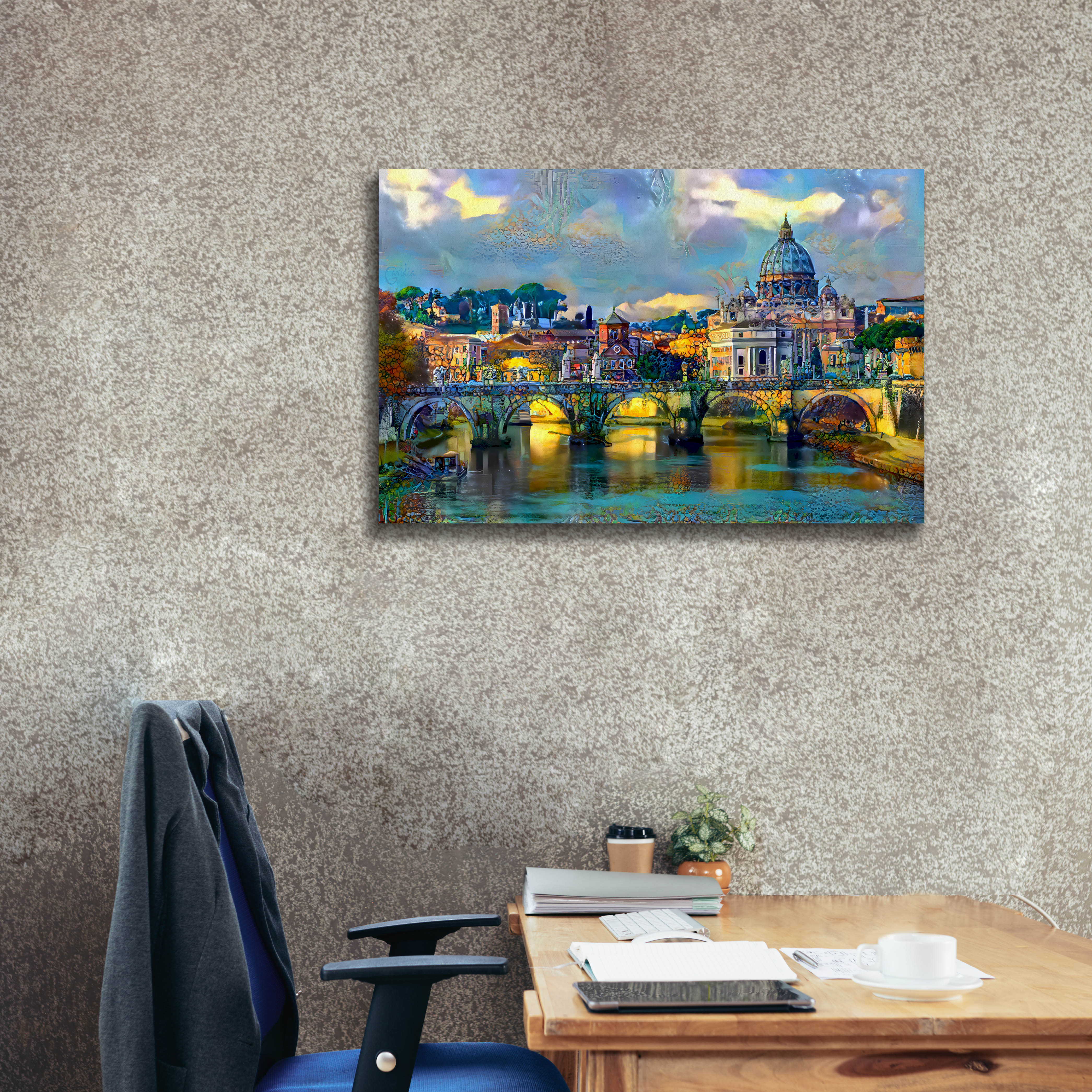 'Vatican City Saint Peter Basilica and bridge by day' by Pedro Gavidia, Canvas Wall Art,40 x 26
