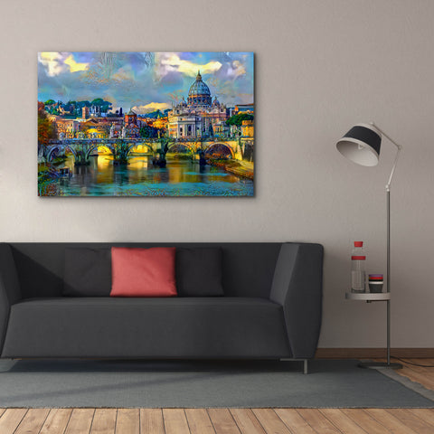Image of 'Vatican City Saint Peter Basilica and bridge by day' by Pedro Gavidia, Canvas Wall Art,60 x 40
