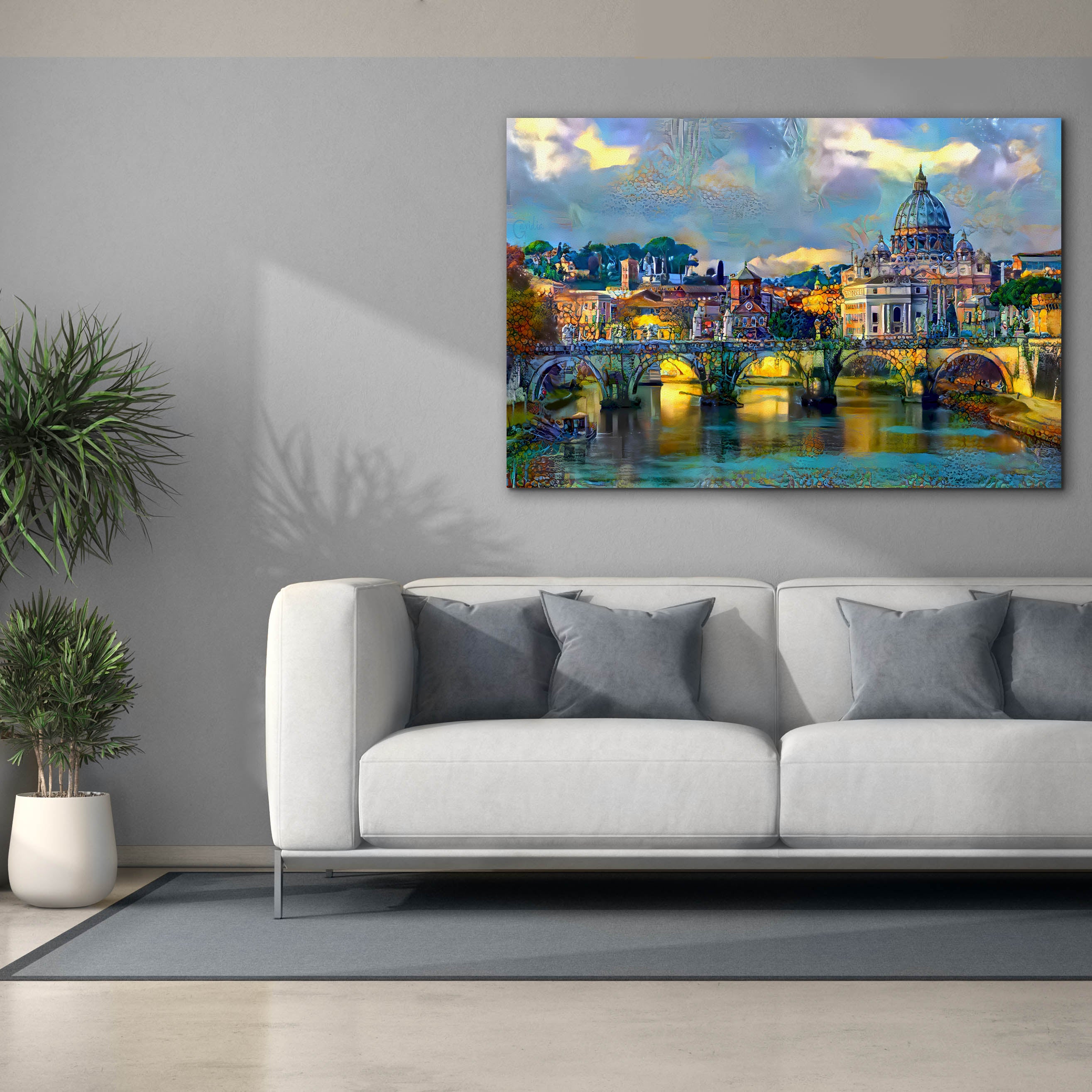 'Vatican City Saint Peter Basilica and bridge by day' by Pedro Gavidia, Canvas Wall Art,60 x 40