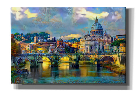 Image of 'Vatican City Saint Peter Basilica and bridge by day' by Pedro Gavidia, Canvas Wall Art