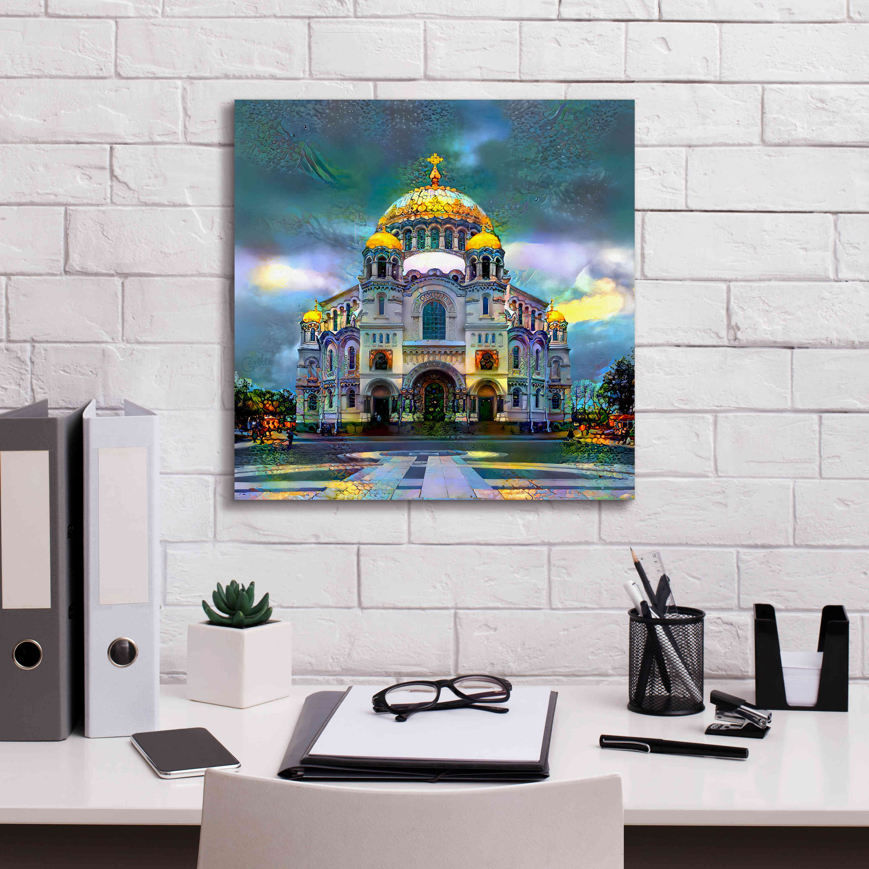 'Saint Petersburg Russia Naval cathedral of Saint Nicholas in Kronstadt' by Pedro Gavidia, Canvas Wall Art,18 x 18
