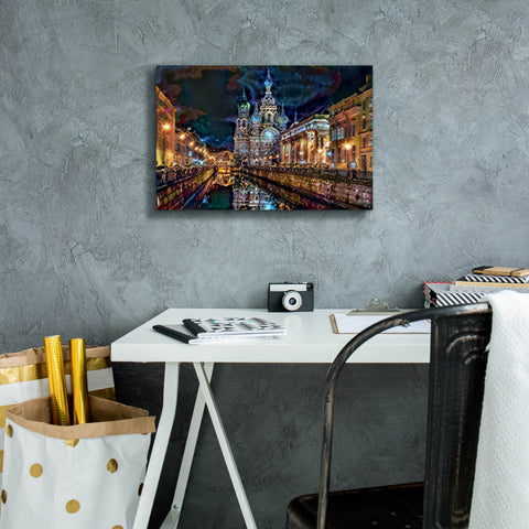 Image of 'Saint Petersburg Russia Church of the Savior on Spilled Blood at night' by Pedro Gavidia, Canvas Wall Art,18 x 12