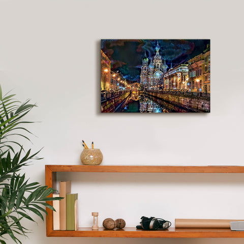 Image of 'Saint Petersburg Russia Church of the Savior on Spilled Blood at night' by Pedro Gavidia, Canvas Wall Art,18 x 12