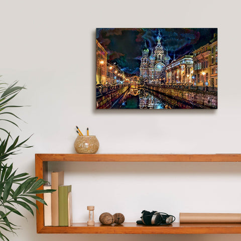 Image of 'Saint Petersburg Russia Church of the Savior on Spilled Blood at night' by Pedro Gavidia, Canvas Wall Art,18 x 12