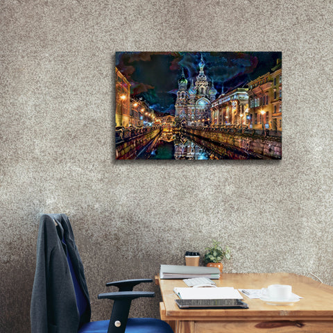 Image of 'Saint Petersburg Russia Church of the Savior on Spilled Blood at night' by Pedro Gavidia, Canvas Wall Art,40 x 26