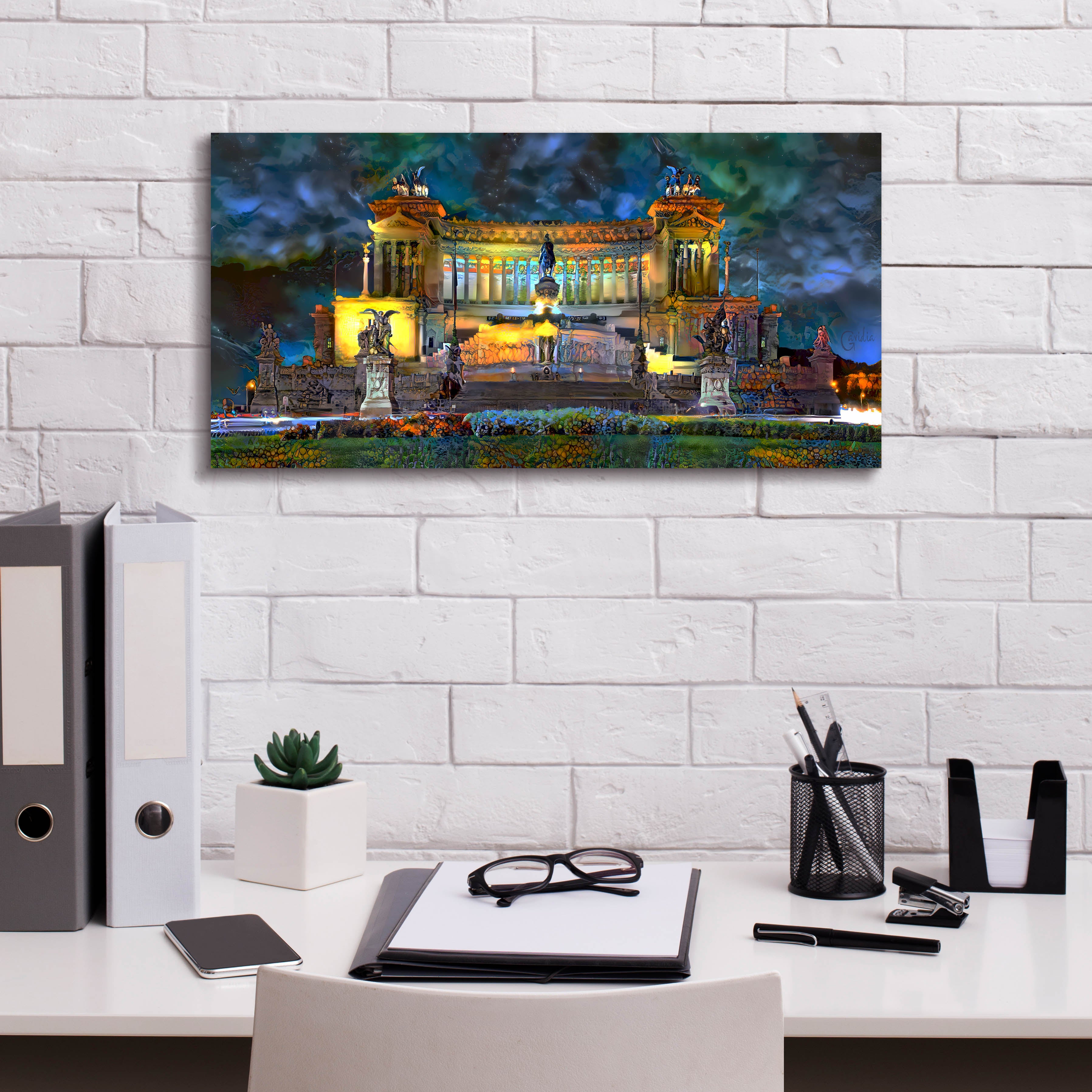 'Rome Italy Victor Emmanuel II National Monument at night' by Pedro Gavidia, Canvas Wall Art,24 x 12