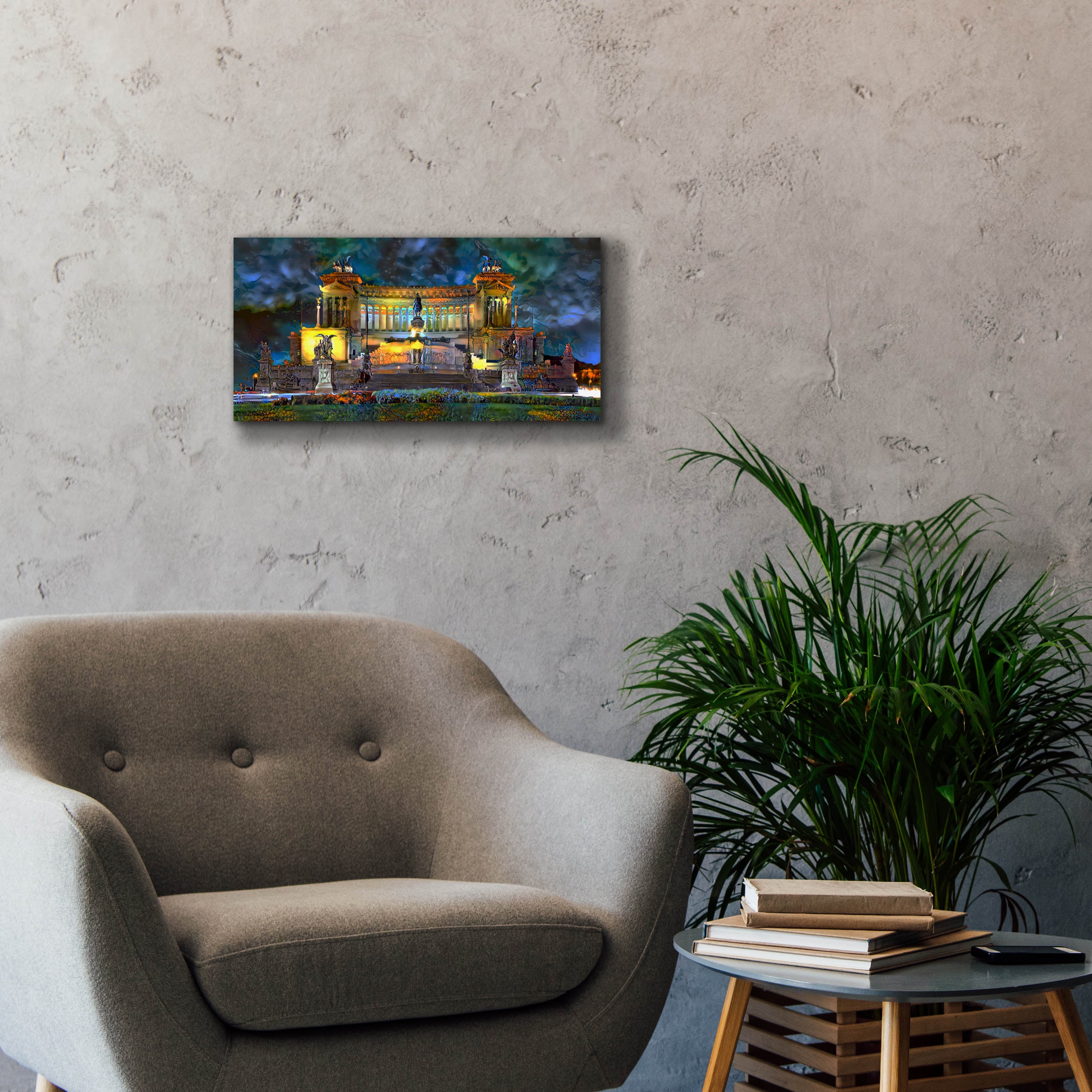 'Rome Italy Victor Emmanuel II National Monument at night' by Pedro Gavidia, Canvas Wall Art,24 x 12