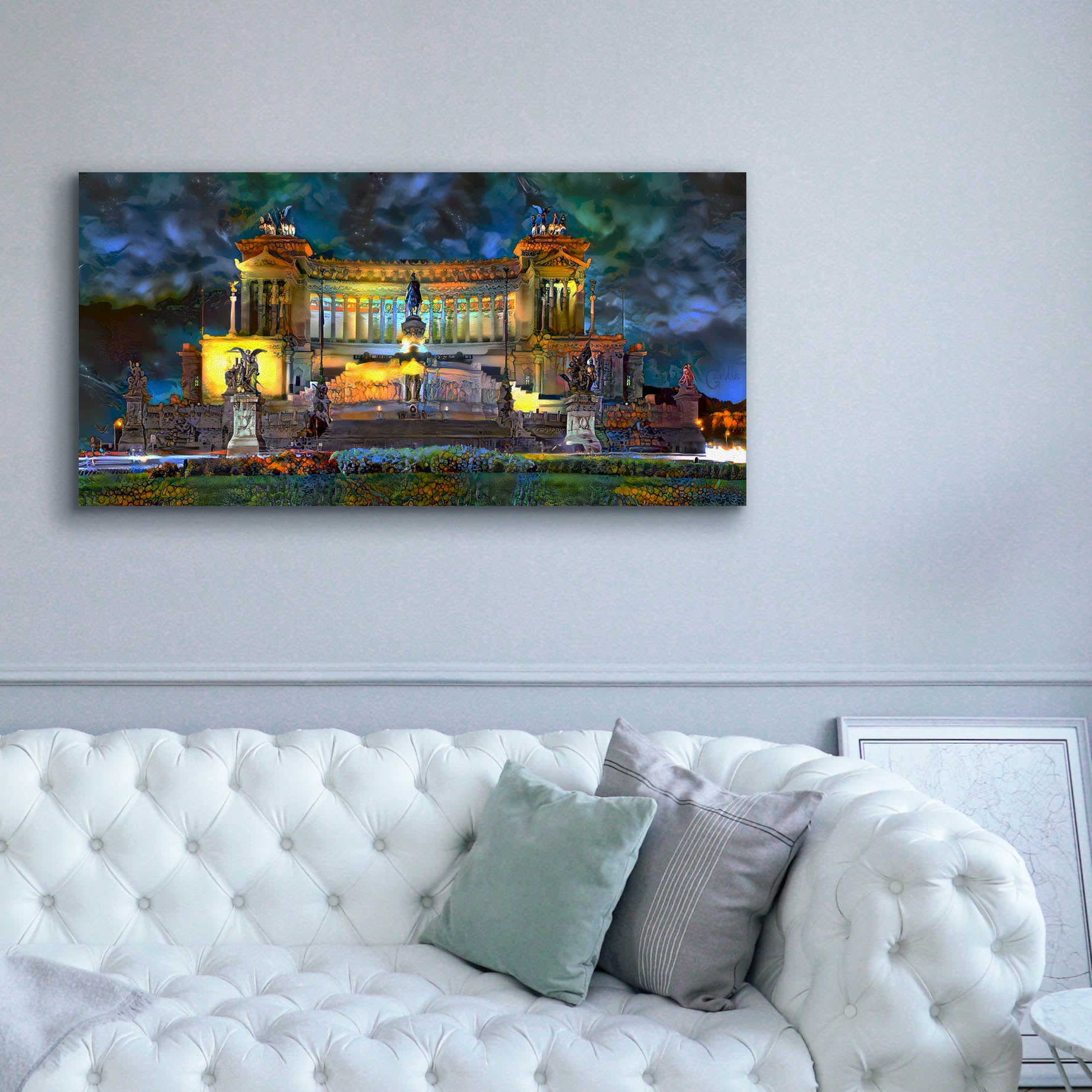 'Rome Italy Victor Emmanuel II National Monument at night' by Pedro Gavidia, Canvas Wall Art,60 x 30