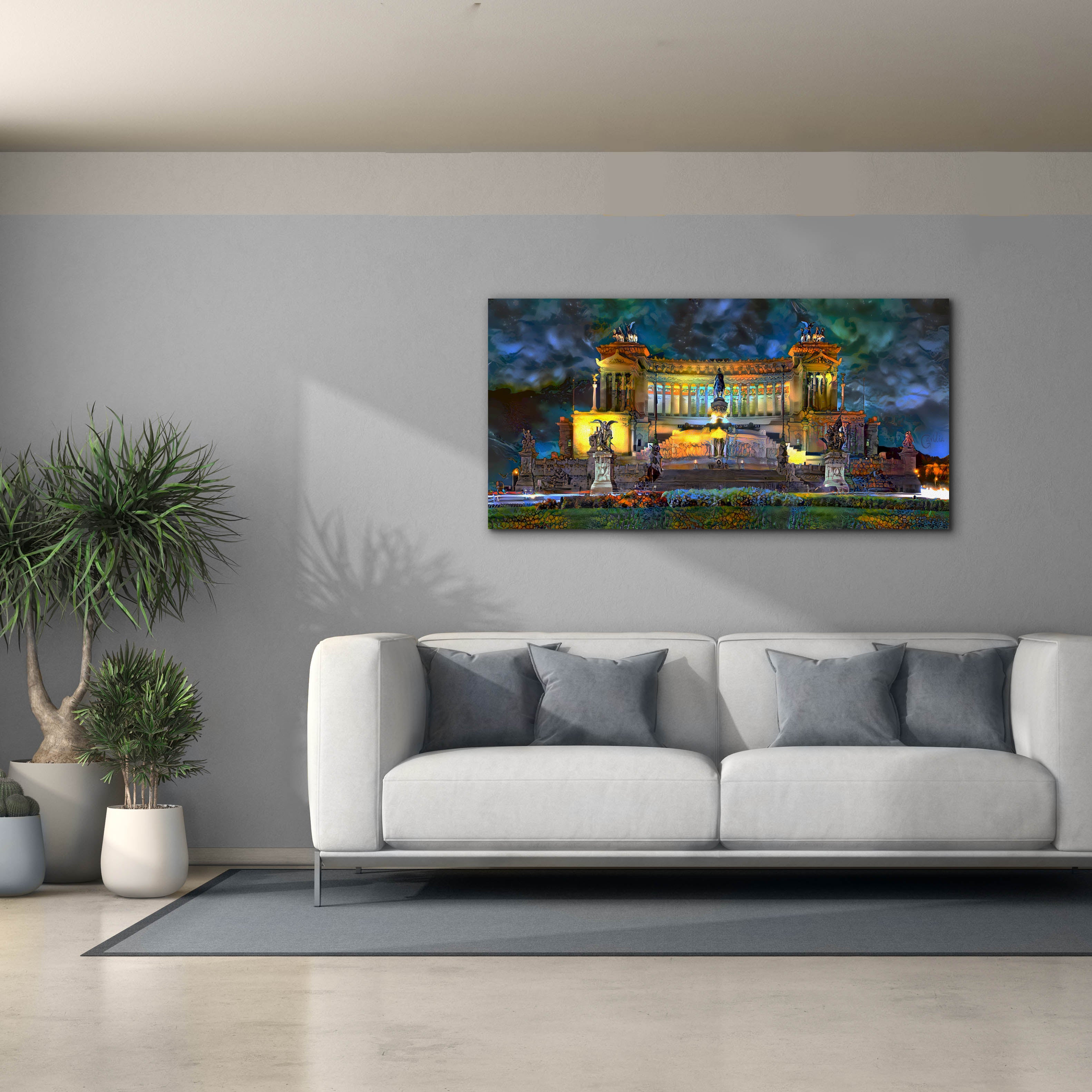 'Rome Italy Victor Emmanuel II National Monument at night' by Pedro Gavidia, Canvas Wall Art,60 x 30