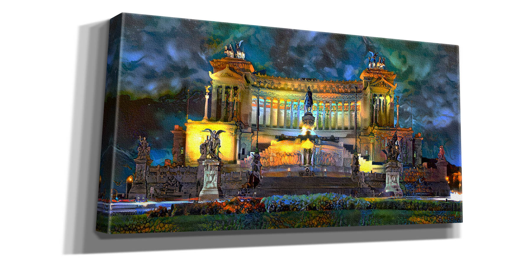 'Rome Italy Victor Emmanuel II National Monument at night' by Pedro Gavidia, Canvas Wall Art