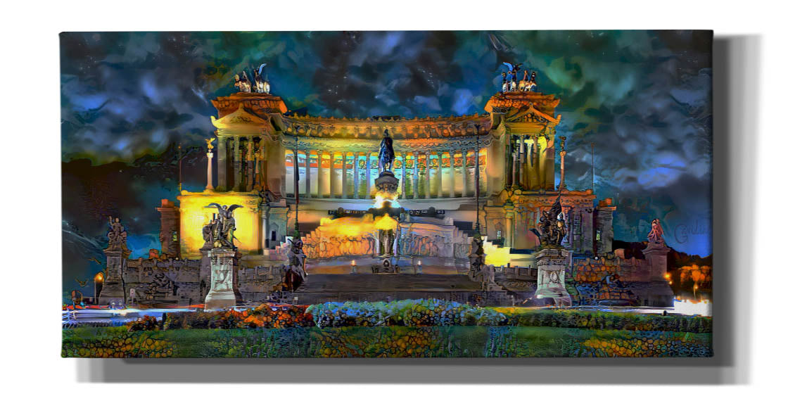 'Rome Italy Victor Emmanuel II National Monument at night' by Pedro Gavidia, Canvas Wall Art