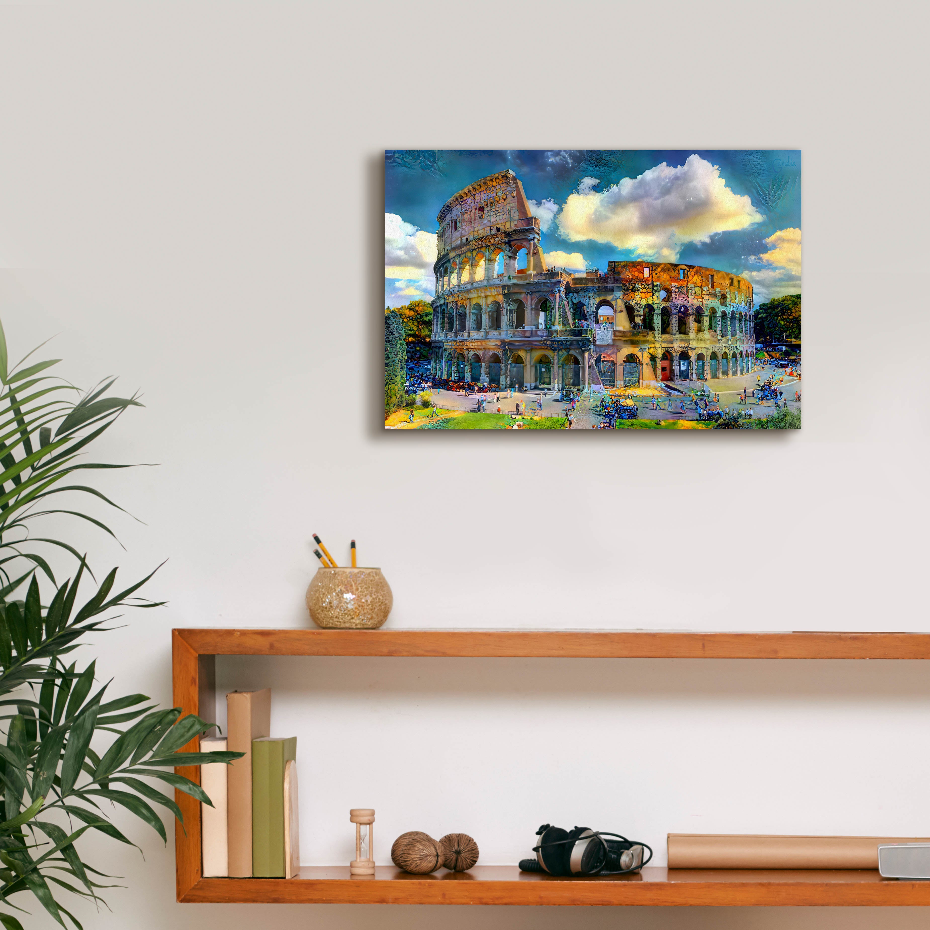 'Rome Italy Colosseum Ver1' by Pedro Gavidia, Canvas Wall Art,18 x 12
