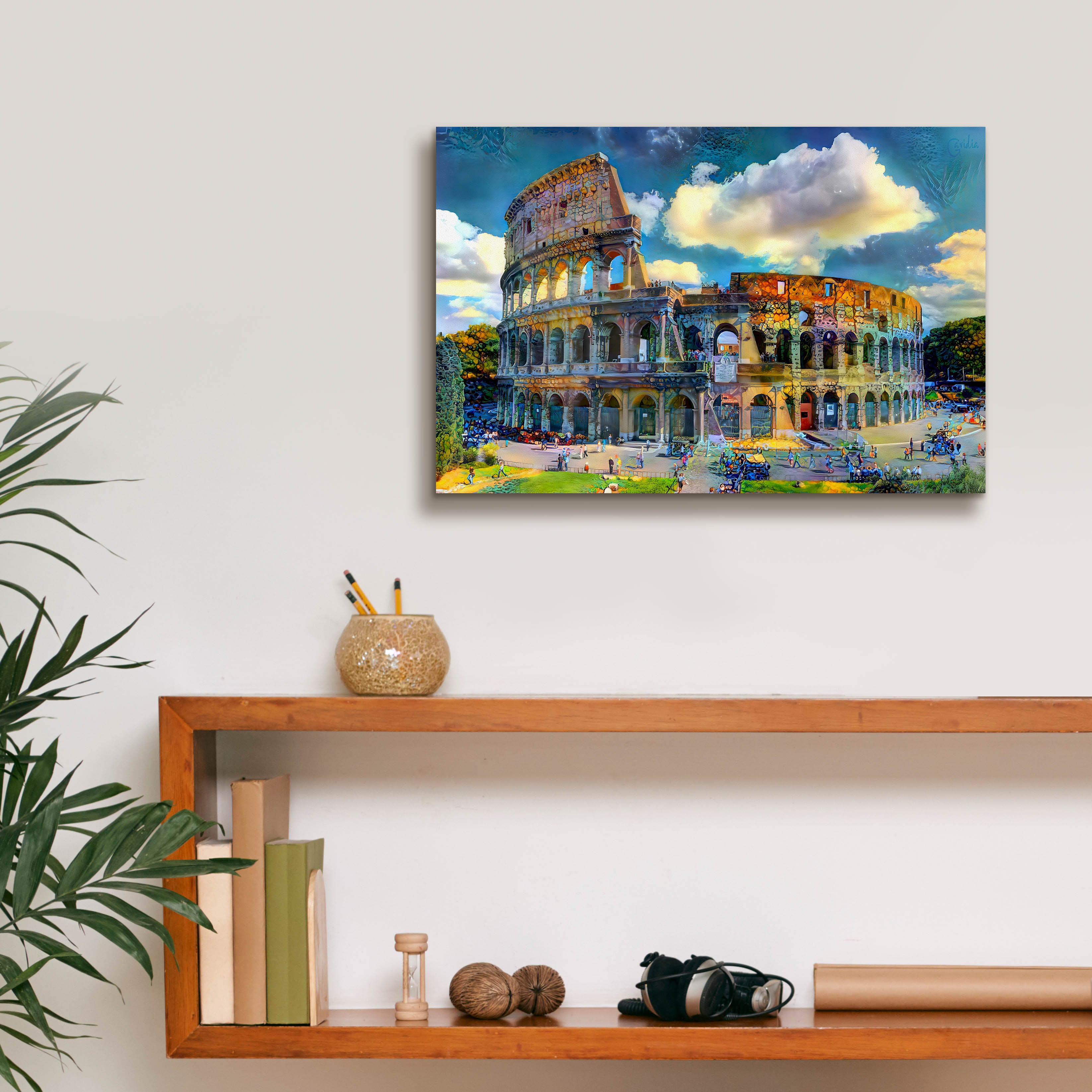 'Rome Italy Colosseum Ver1' by Pedro Gavidia, Canvas Wall Art,18 x 12