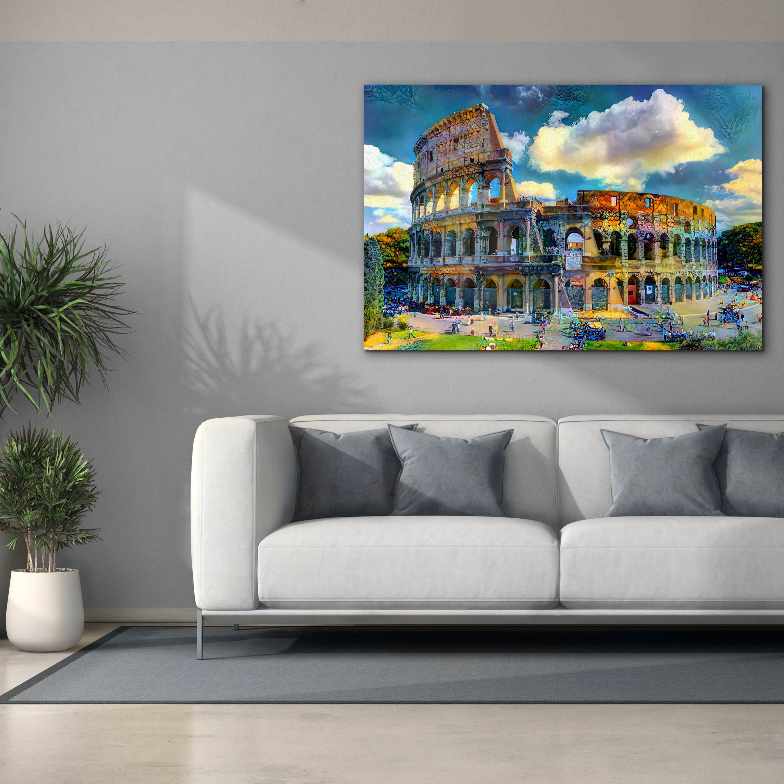 'Rome Italy Colosseum Ver1' by Pedro Gavidia, Canvas Wall Art,60 x 40