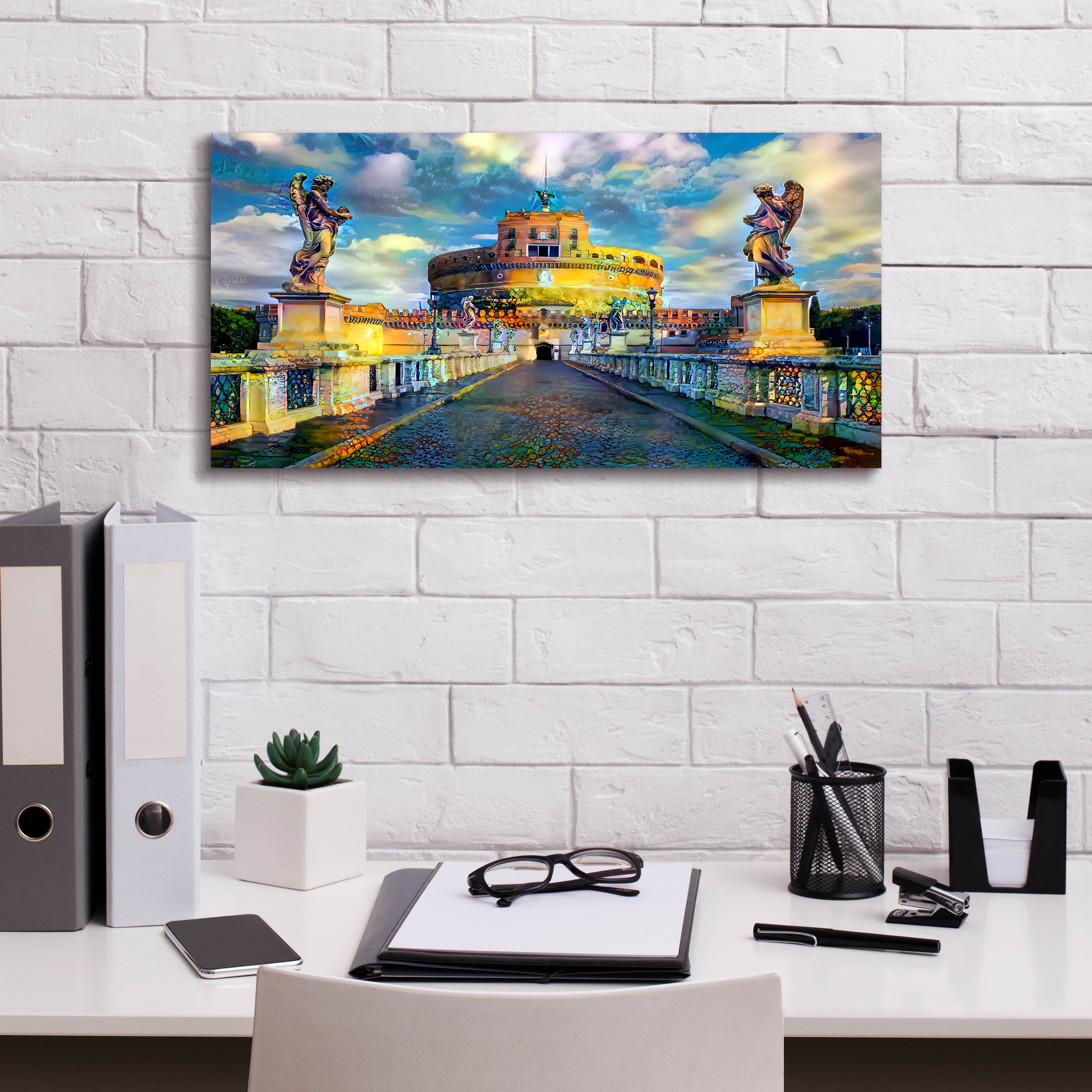 'Rome Italy Castel Sant Angelo Mausoleum of Hadrian' by Pedro Gavidia, Canvas Wall Art,24 x 12