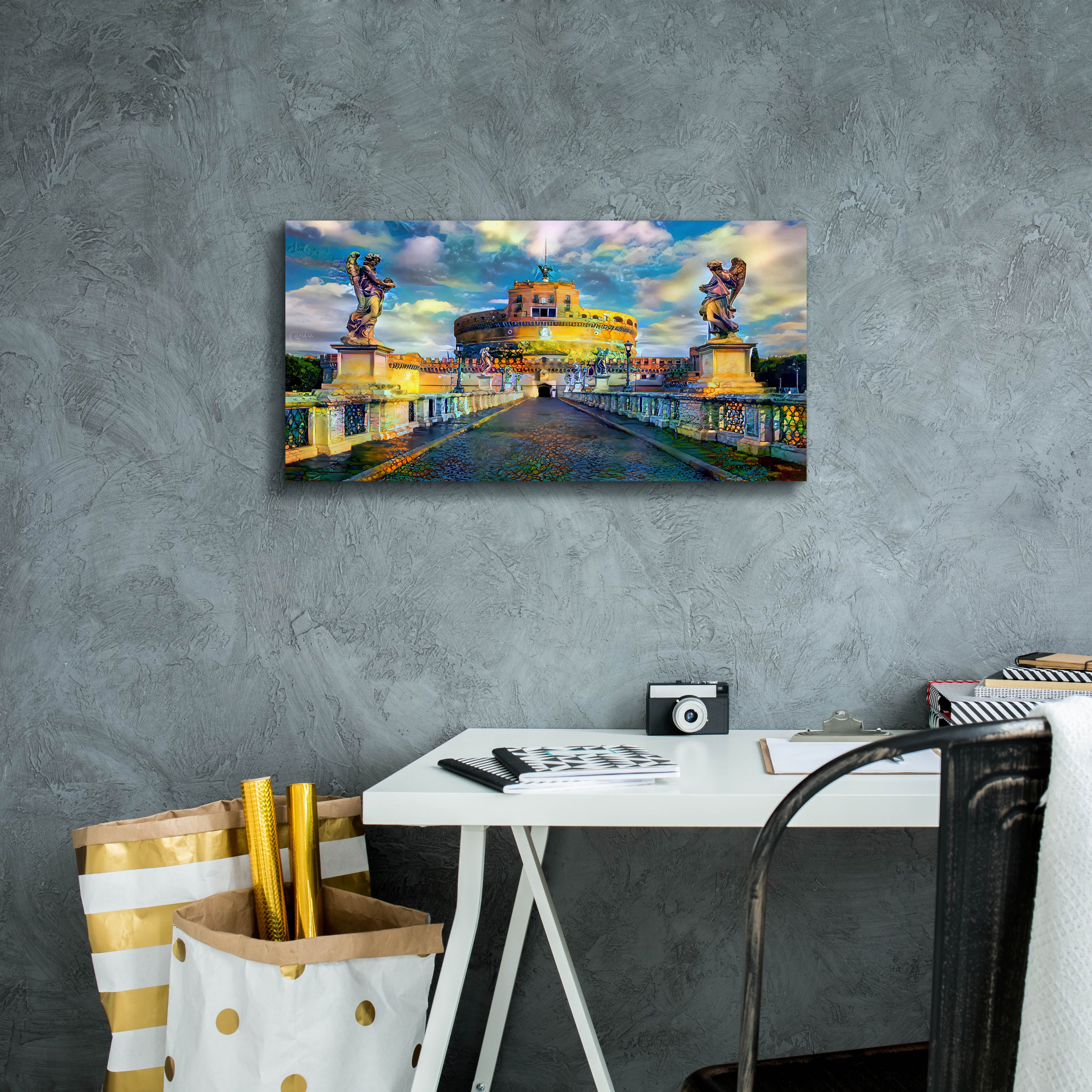 'Rome Italy Castel Sant Angelo Mausoleum of Hadrian' by Pedro Gavidia, Canvas Wall Art,24 x 12