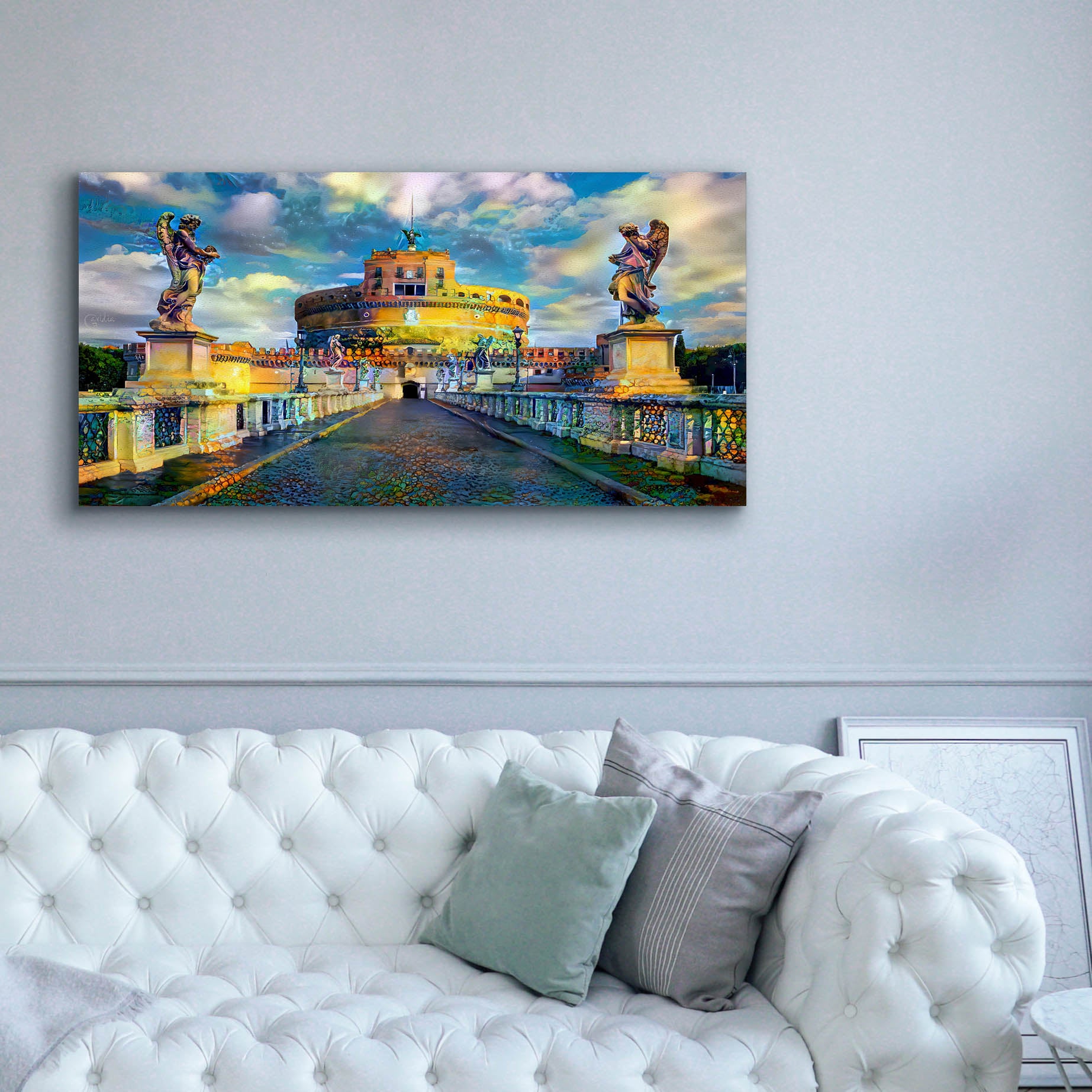 'Rome Italy Castel Sant Angelo Mausoleum of Hadrian' by Pedro Gavidia, Canvas Wall Art,60 x 30