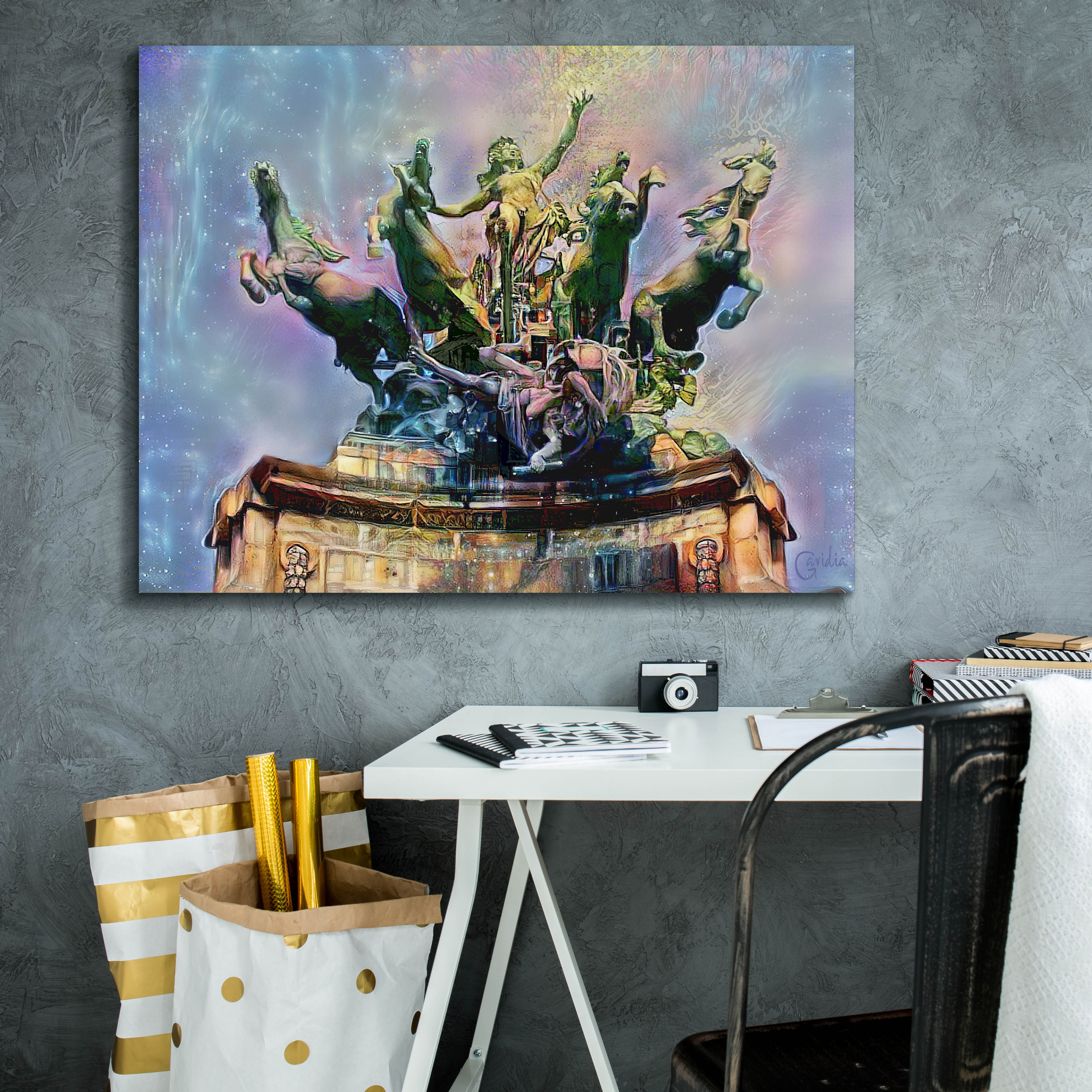 'Paris France Quadriga at Grand Palais' by Pedro Gavidia, Canvas Wall Art,34 x 26