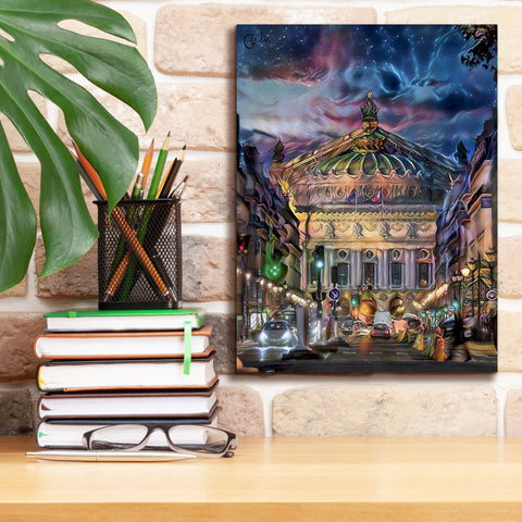 Image of 'Paris France Opera Garnier at dusk' by Pedro Gavidia, Canvas Wall Art,12 x 16