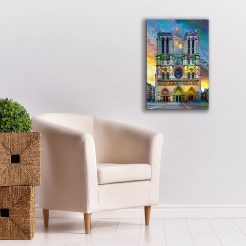 Image of 'Paris France Notre Dame Cathedral' by Pedro Gavidia, Canvas Wall Art,18 x 26