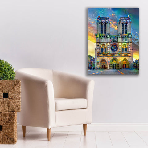 Image of 'Paris France Notre Dame Cathedral' by Pedro Gavidia, Canvas Wall Art,26 x 34