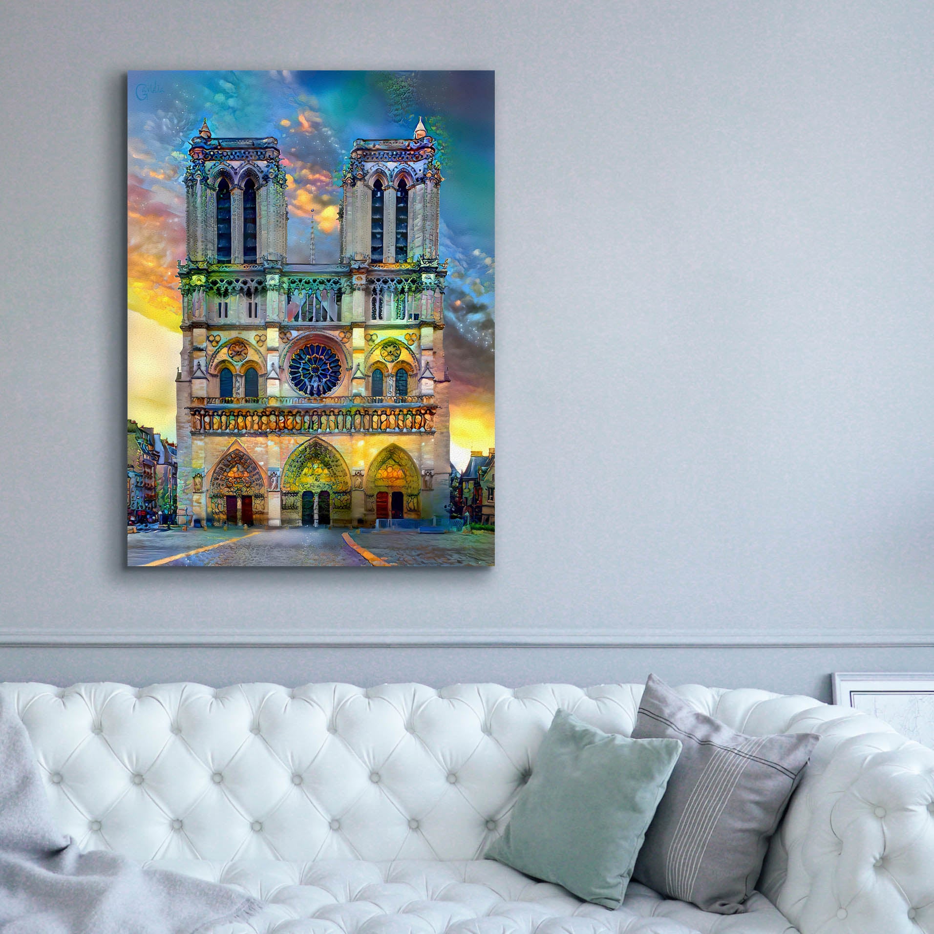 'Paris France Notre Dame Cathedral' by Pedro Gavidia, Canvas Wall Art,40 x 54