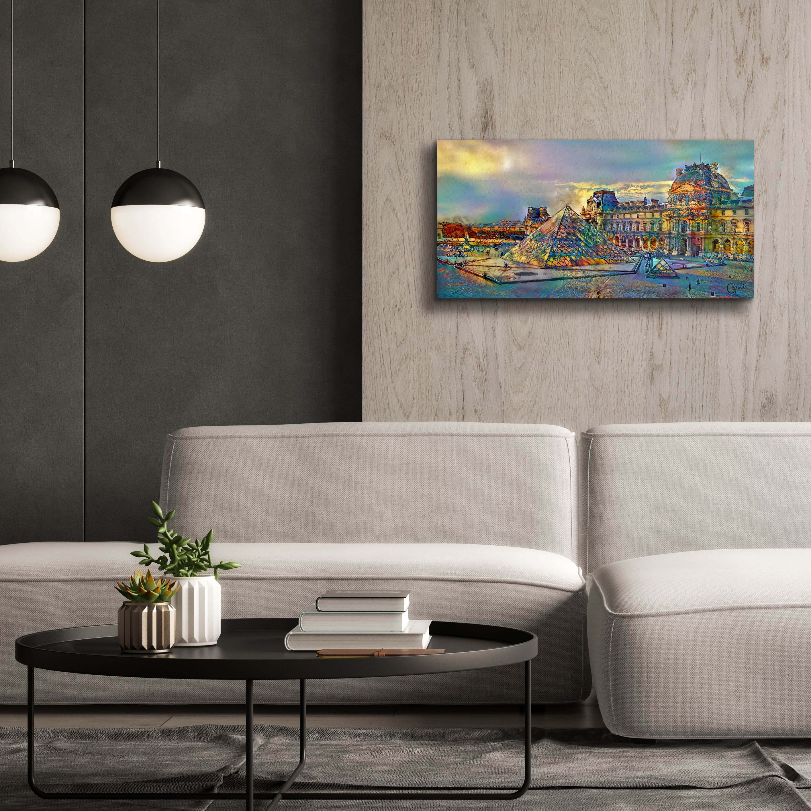 'Paris France Louvre Museum' by Pedro Gavidia, Canvas Wall Art,40 x 20