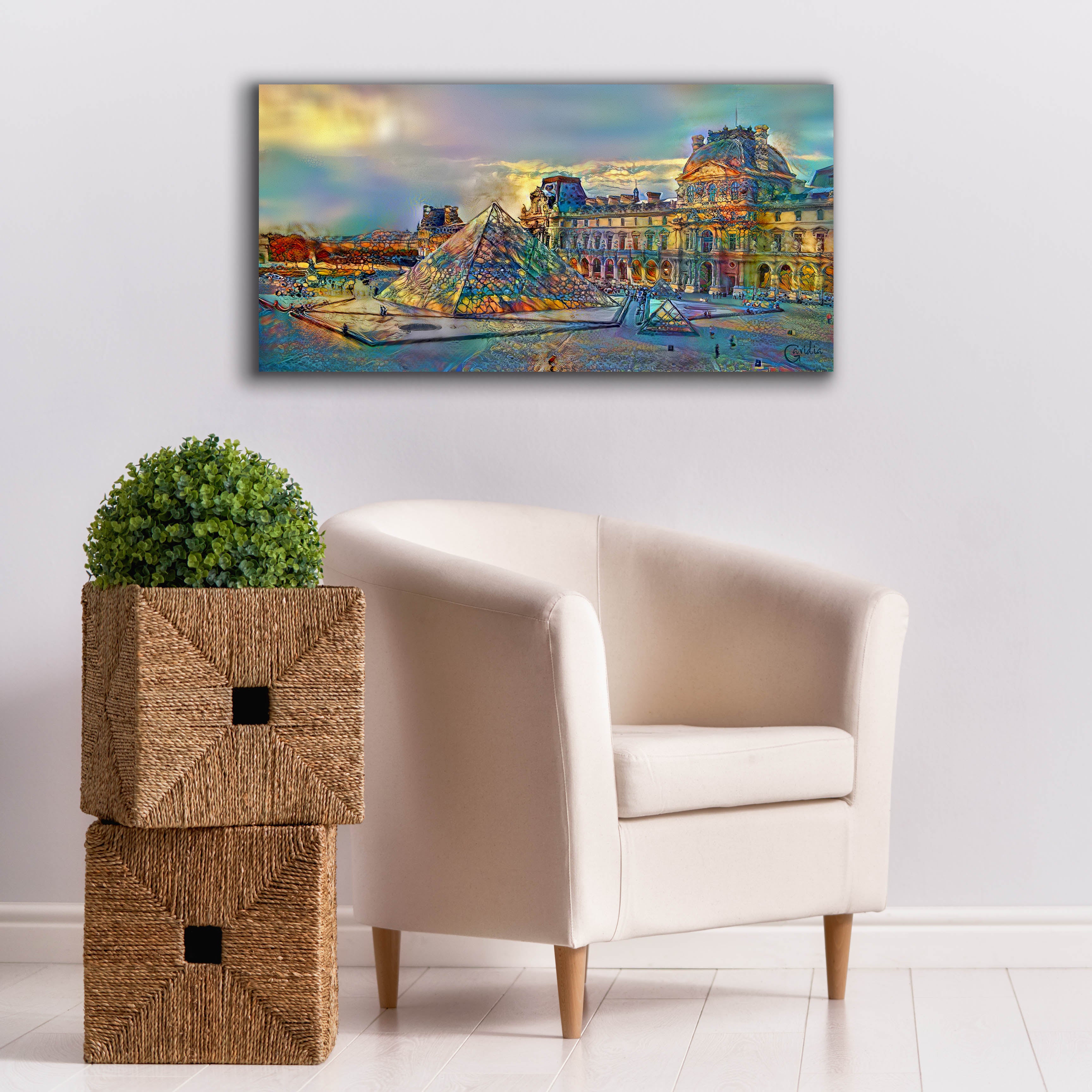 'Paris France Louvre Museum' by Pedro Gavidia, Canvas Wall Art,40 x 20