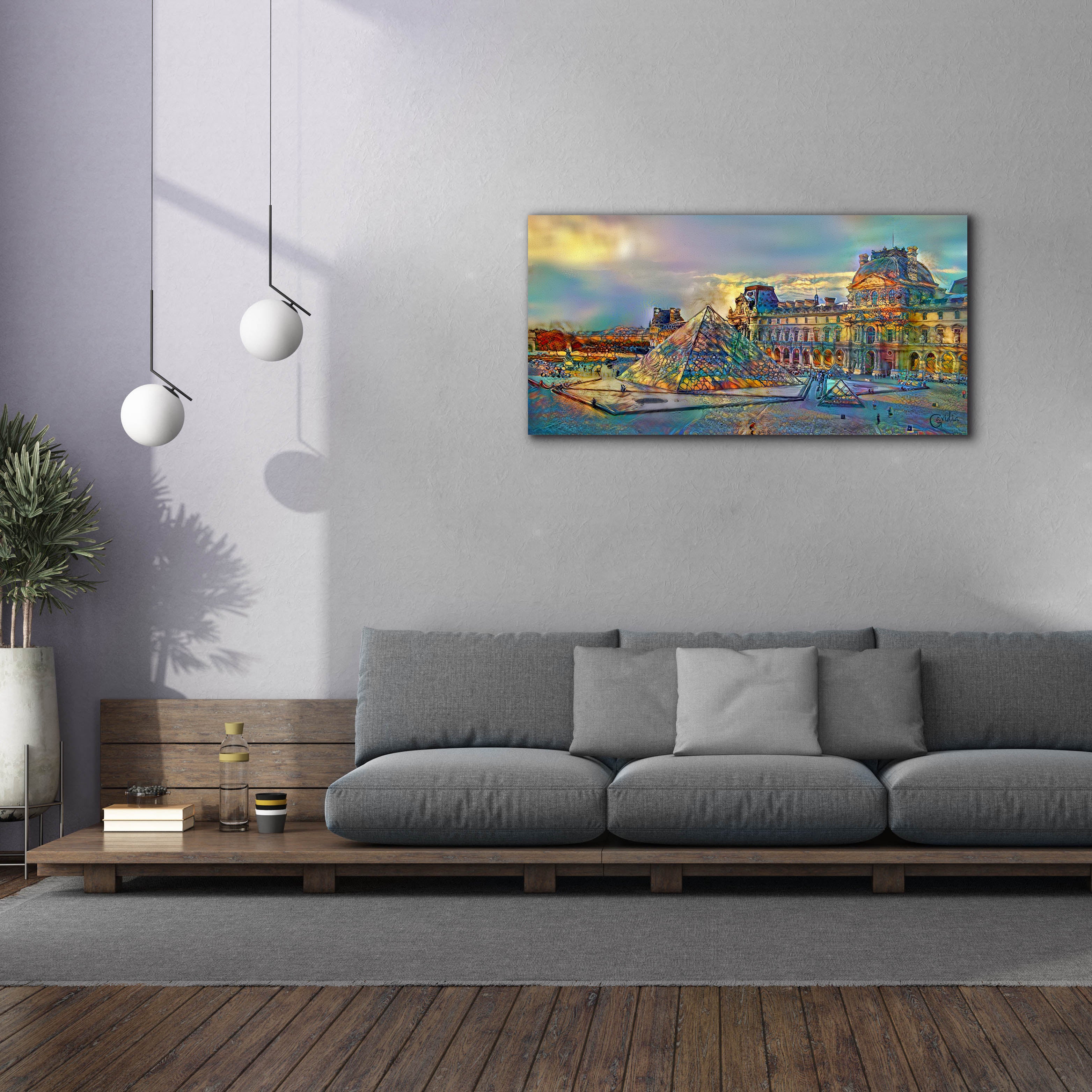 'Paris France Louvre Museum' by Pedro Gavidia, Canvas Wall Art,60 x 30