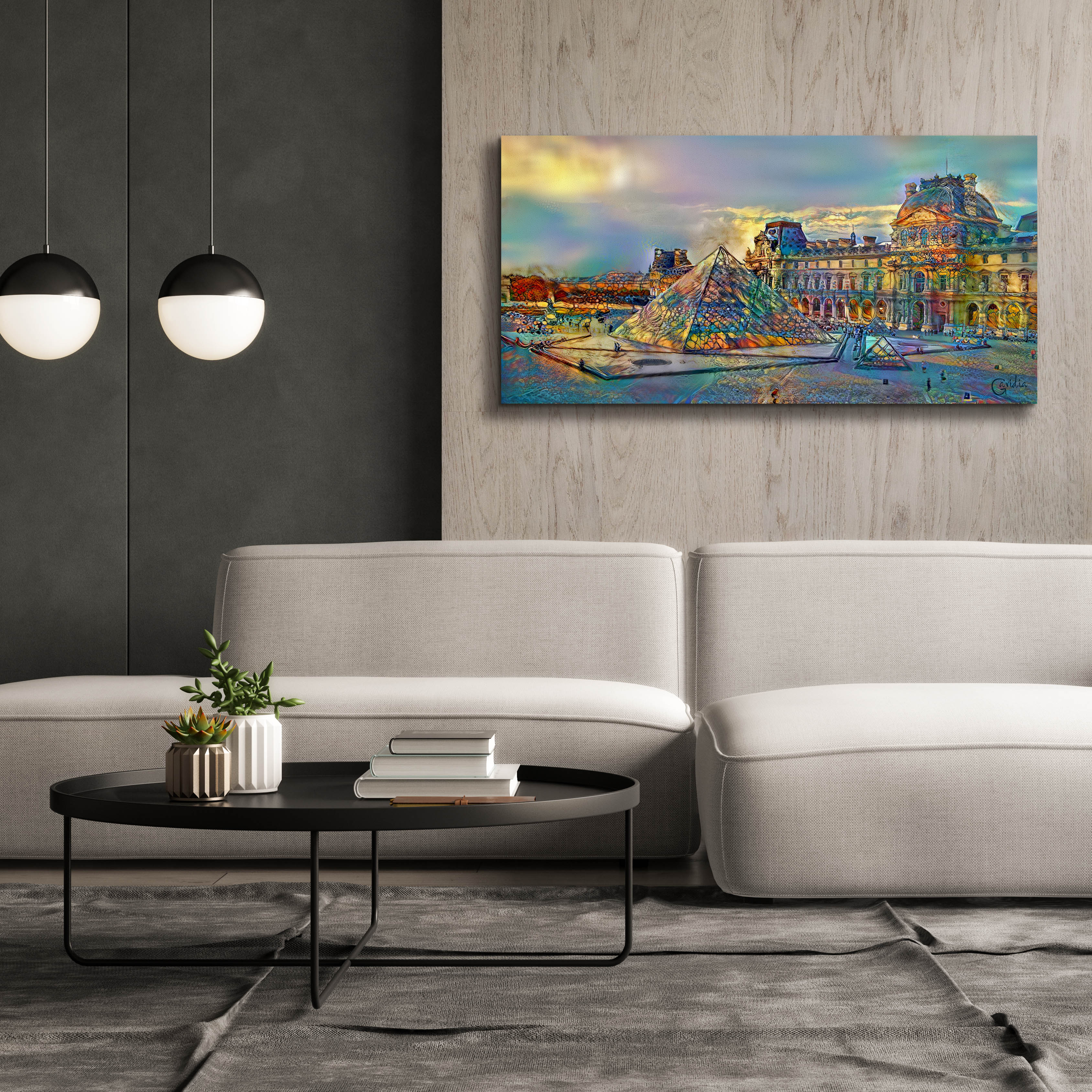 'Paris France Louvre Museum' by Pedro Gavidia, Canvas Wall Art,60 x 30
