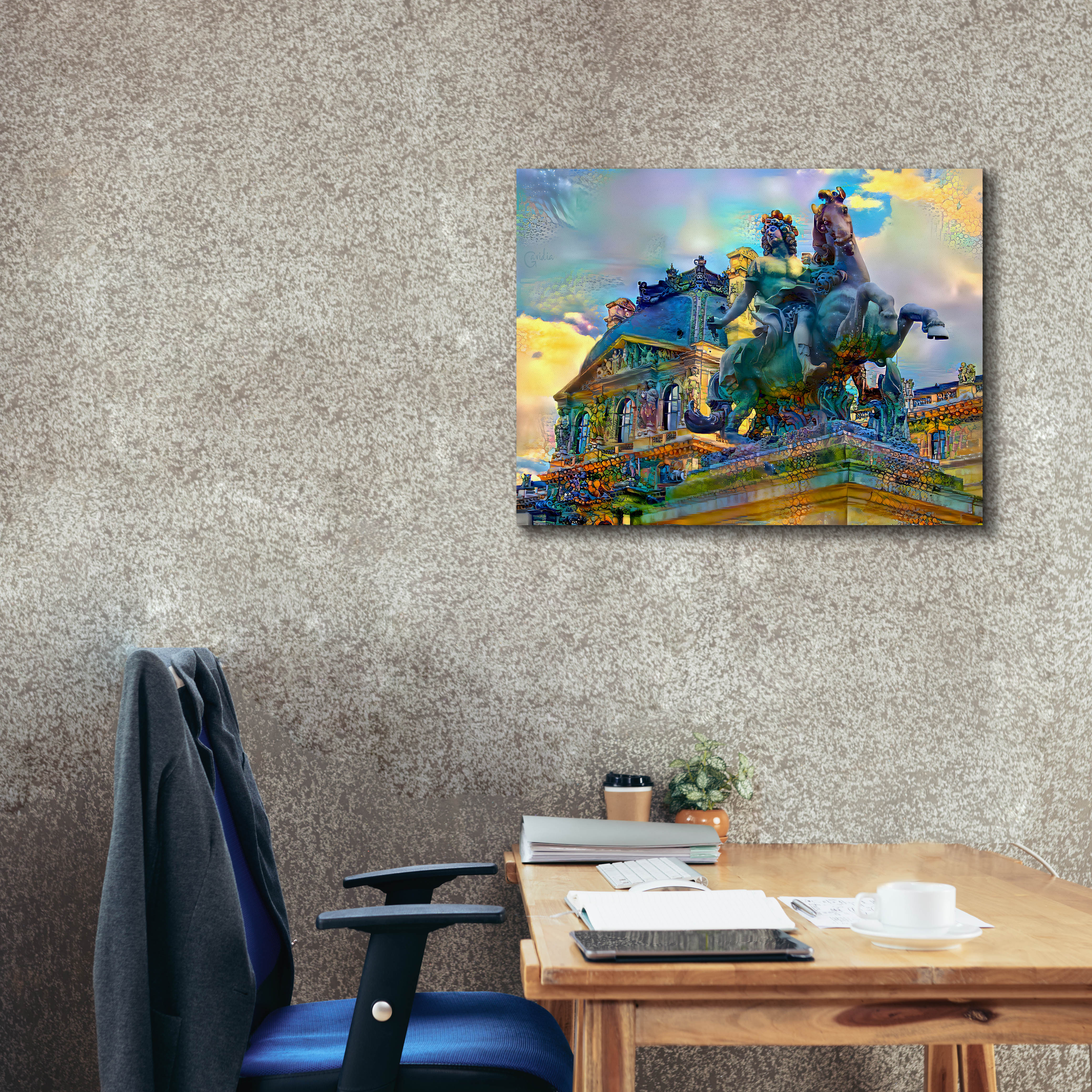 'Paris France Louvre Museum Statue of Louis XIV' by Pedro Gavidia, Canvas Wall Art,34 x 26