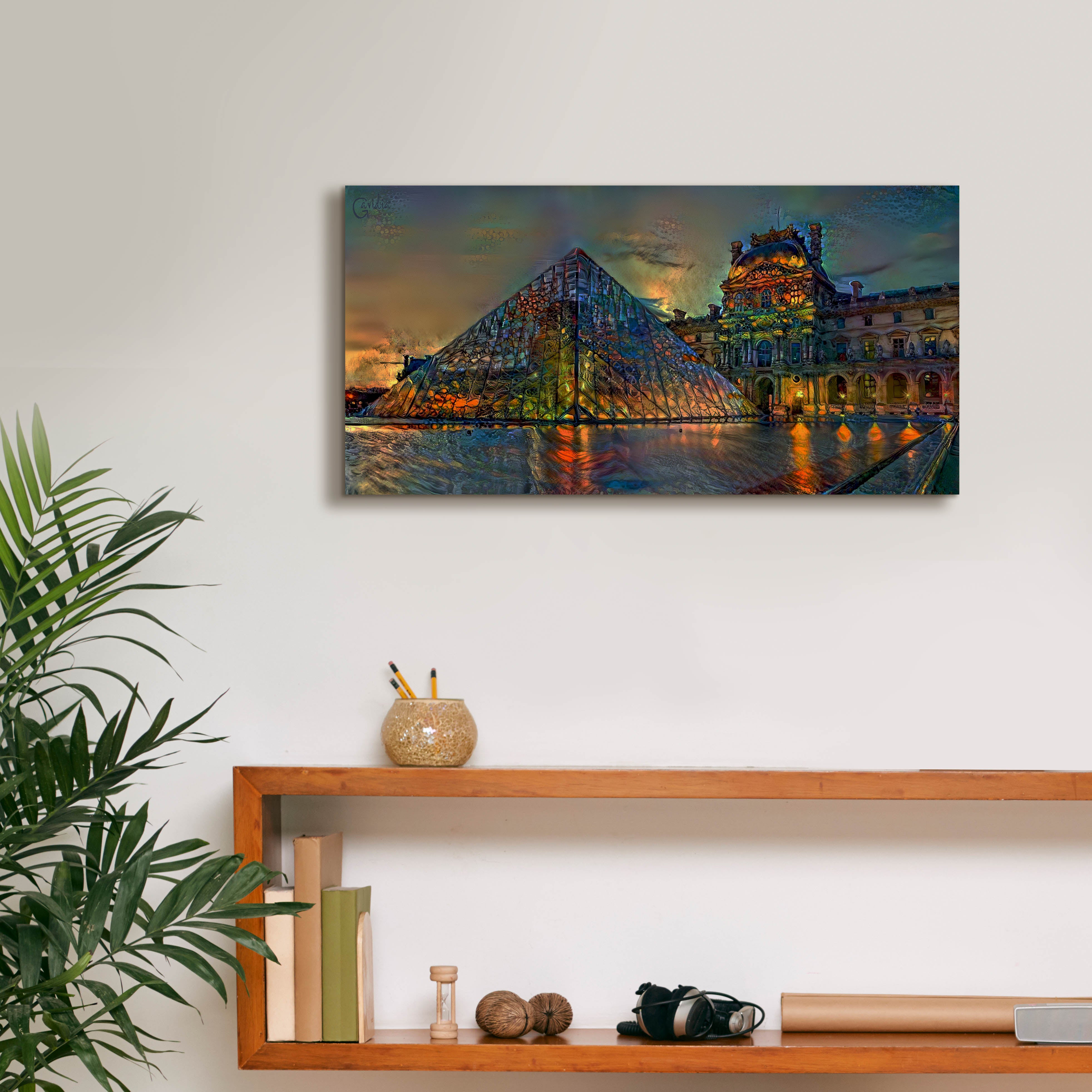 'Paris France Louvre Museum at dusk' by Pedro Gavidia, Canvas Wall Art,24 x 12