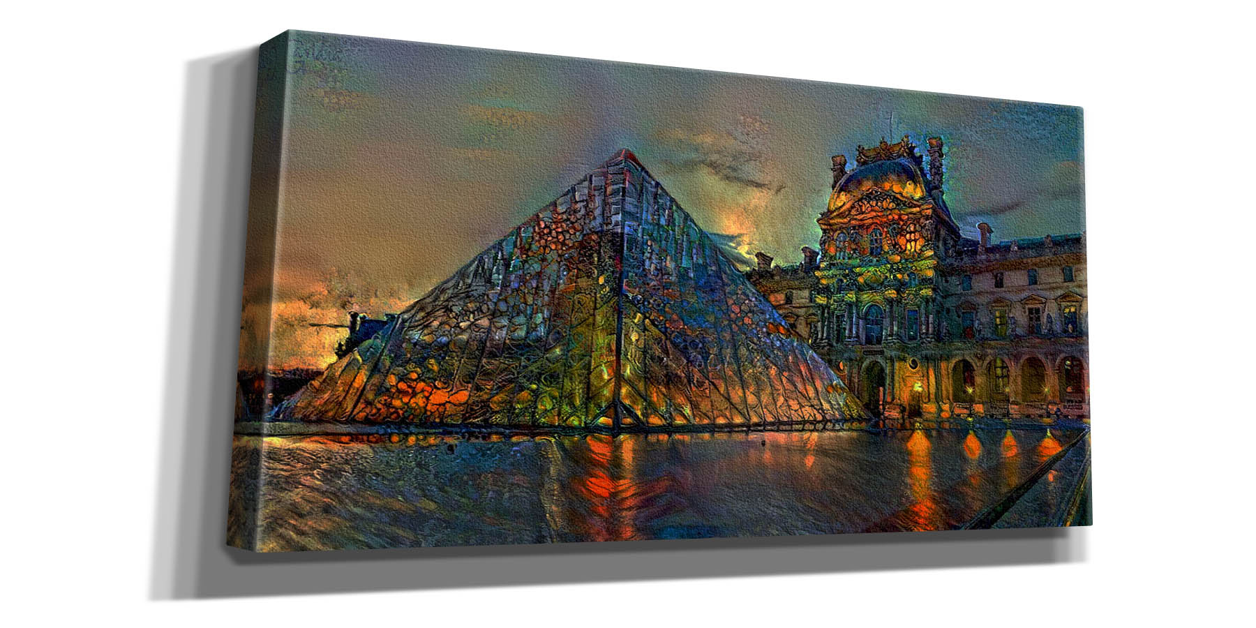 'Paris France Louvre Museum at dusk' by Pedro Gavidia, Canvas Wall Art