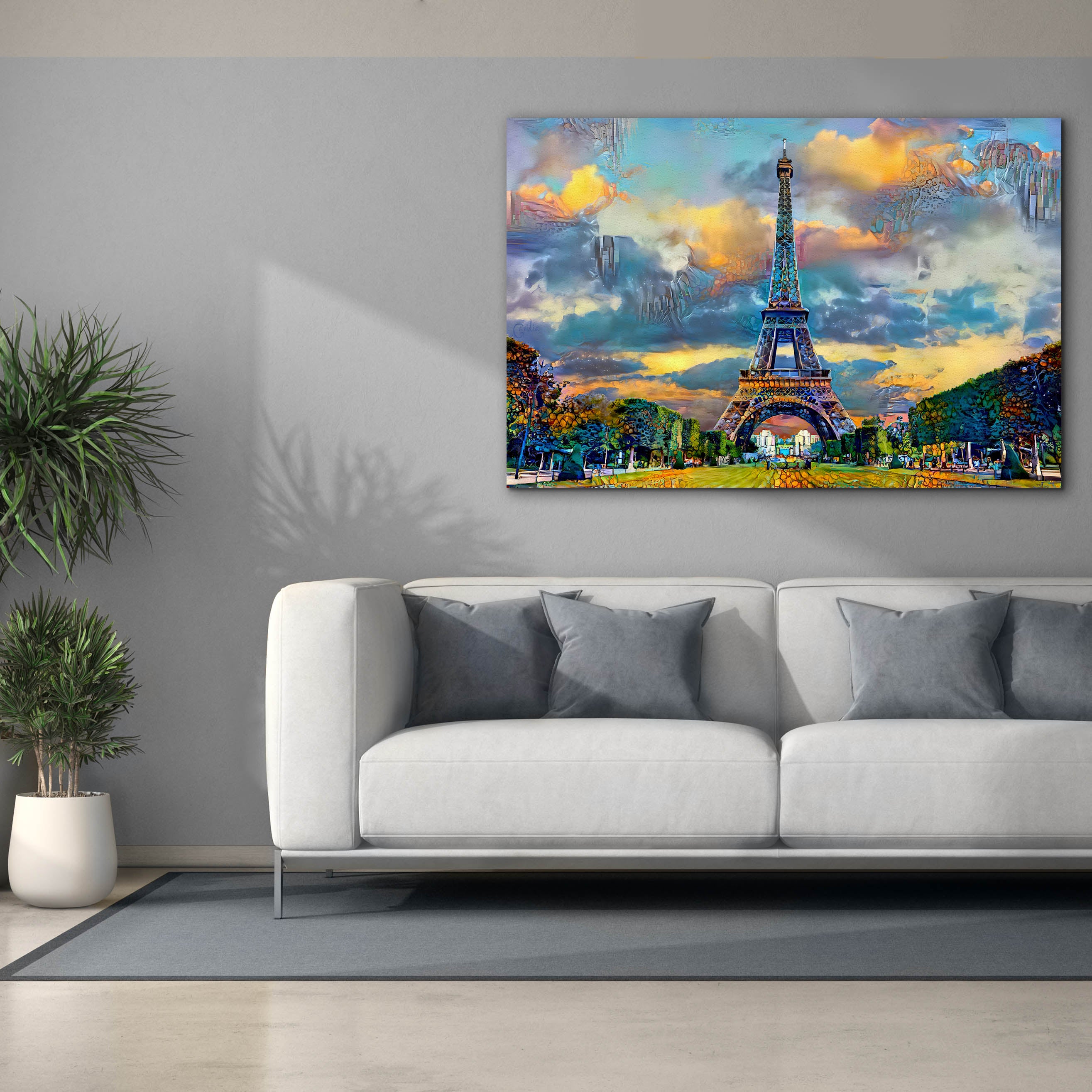 'Paris France Eiffel Tower from Champ de Mars' by Pedro Gavidia, Canvas Wall Art,60 x 40