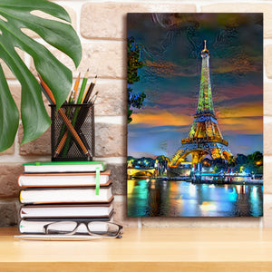 'Paris France Eiffel Tower at sunset' by Pedro Gavidia, Canvas Wall Art,12 x 18