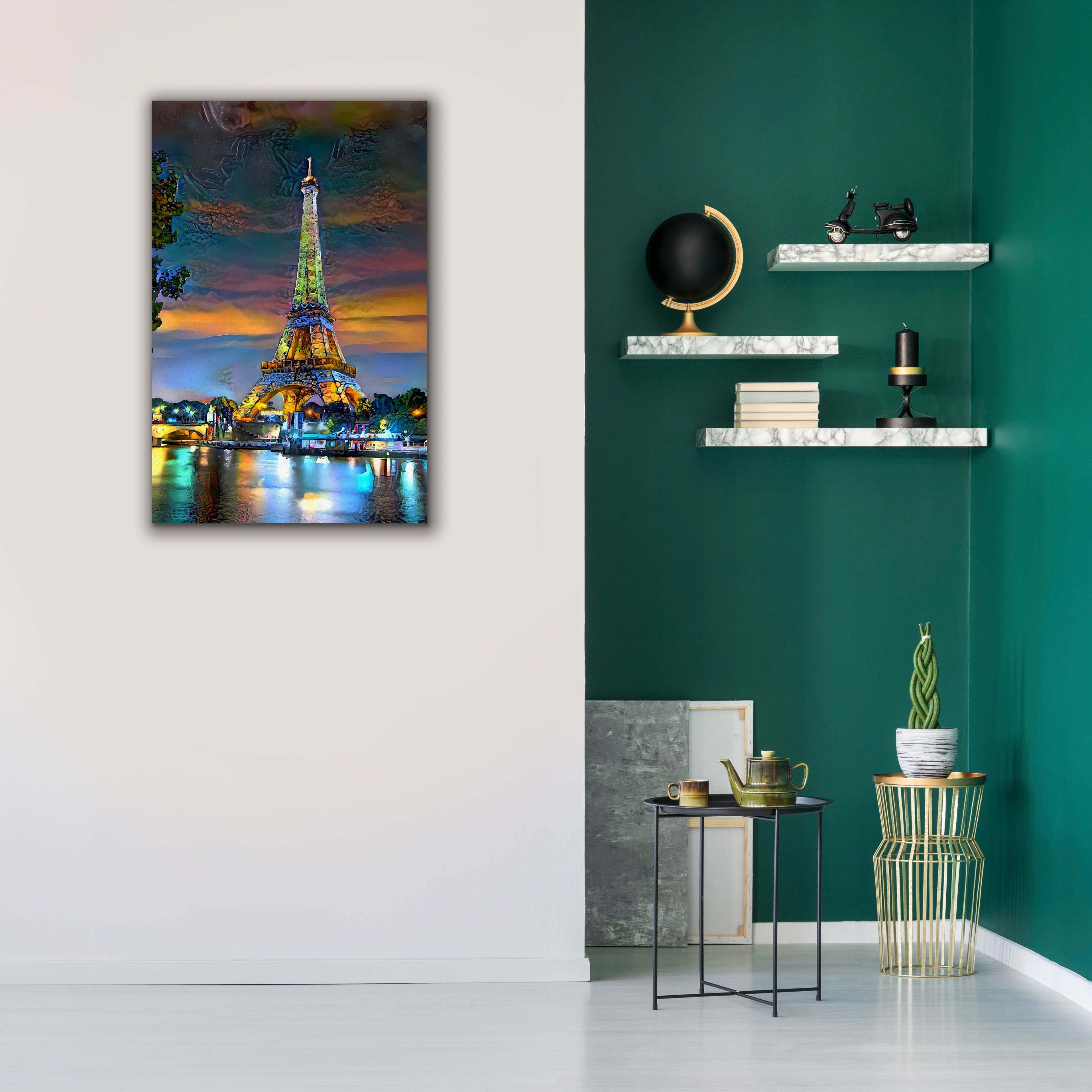 'Paris France Eiffel Tower at sunset' by Pedro Gavidia, Canvas Wall Art,26 x 40