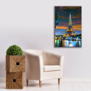 'Paris France Eiffel Tower at sunset' by Pedro Gavidia, Canvas Wall Art,26 x 40