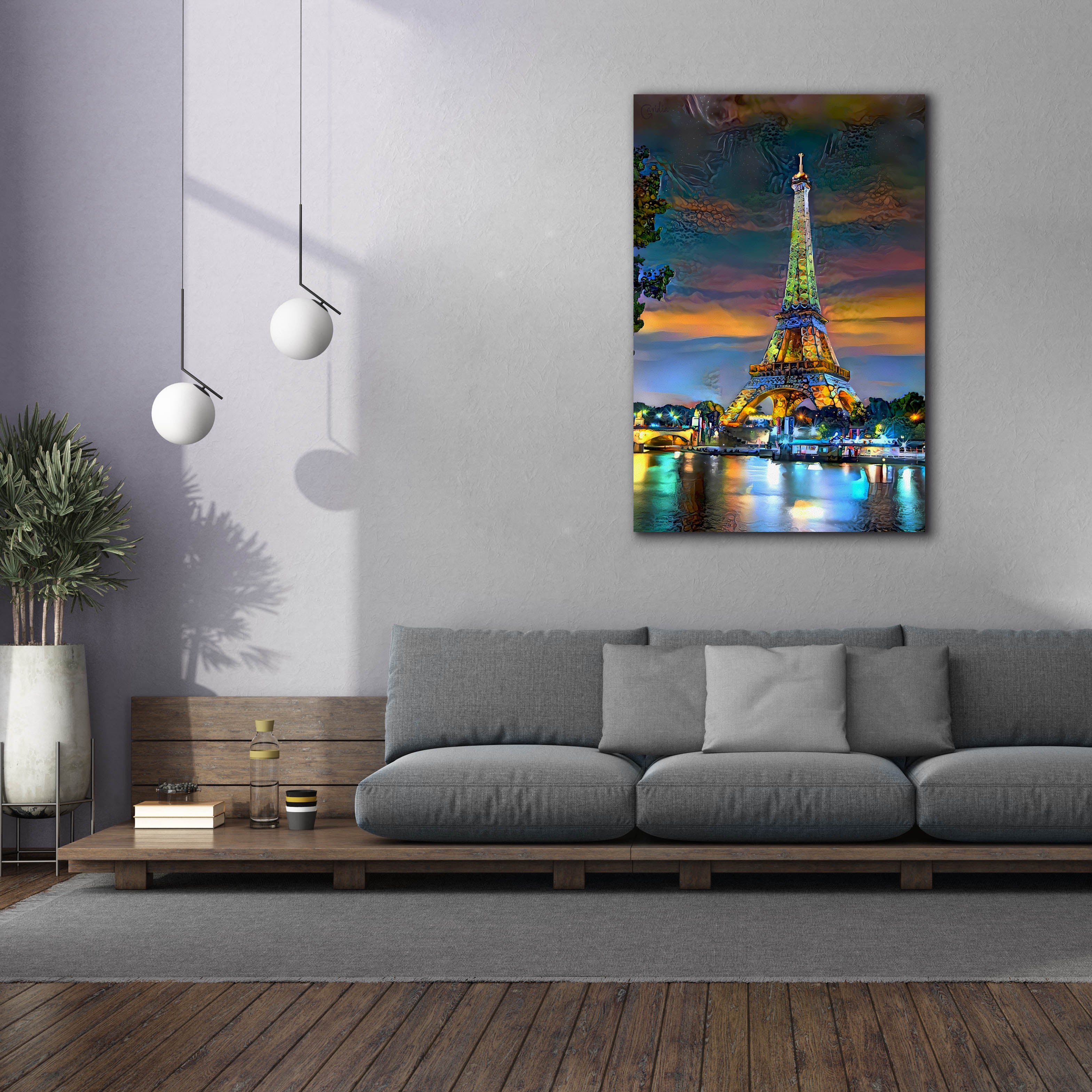 'Paris France Eiffel Tower at sunset' by Pedro Gavidia, Canvas Wall Art,40 x 60