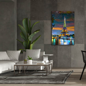 'Paris France Eiffel Tower at sunset' by Pedro Gavidia, Canvas Wall Art,40 x 60