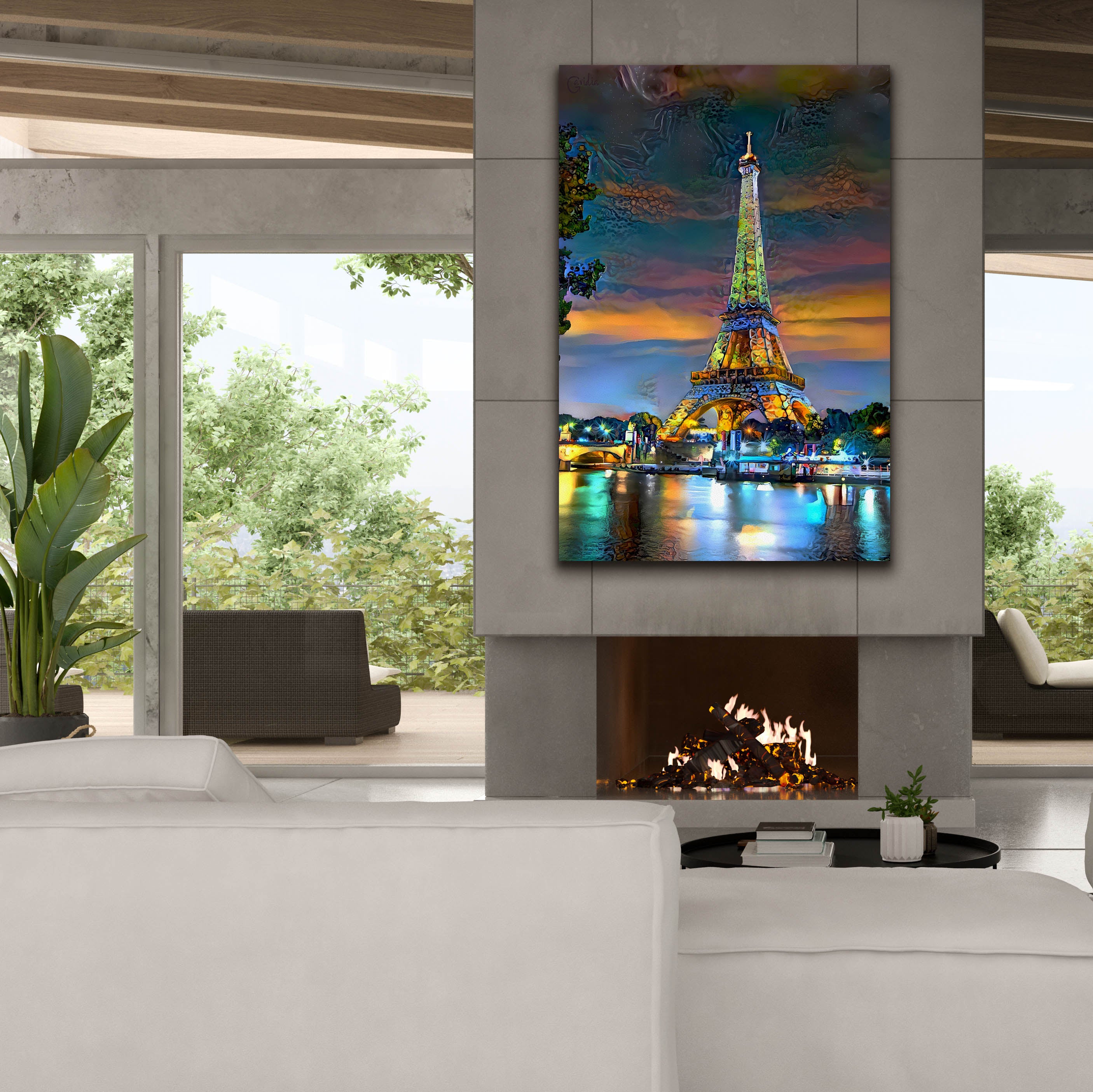 'Paris France Eiffel Tower at sunset' by Pedro Gavidia, Canvas Wall Art,40 x 60