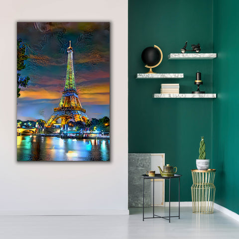 Image of 'Paris France Eiffel Tower at sunset' by Pedro Gavidia, Canvas Wall Art,40 x 60