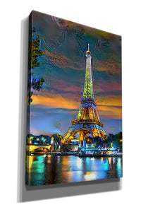 'Paris France Eiffel Tower at sunset' by Pedro Gavidia, Canvas Wall Art