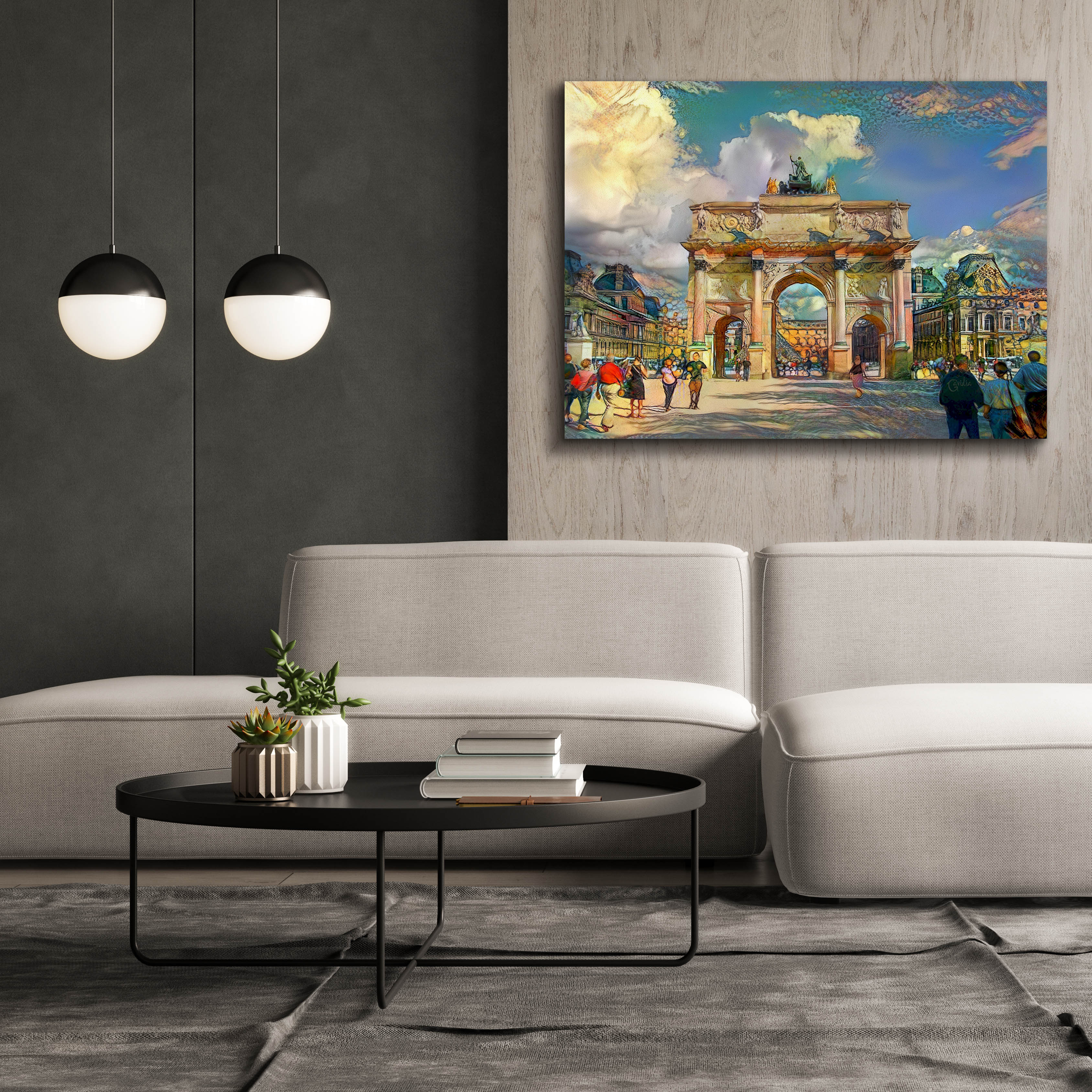 'Paris France Arch of Carrousel' by Pedro Gavidia, Canvas Wall Art,54 x 40