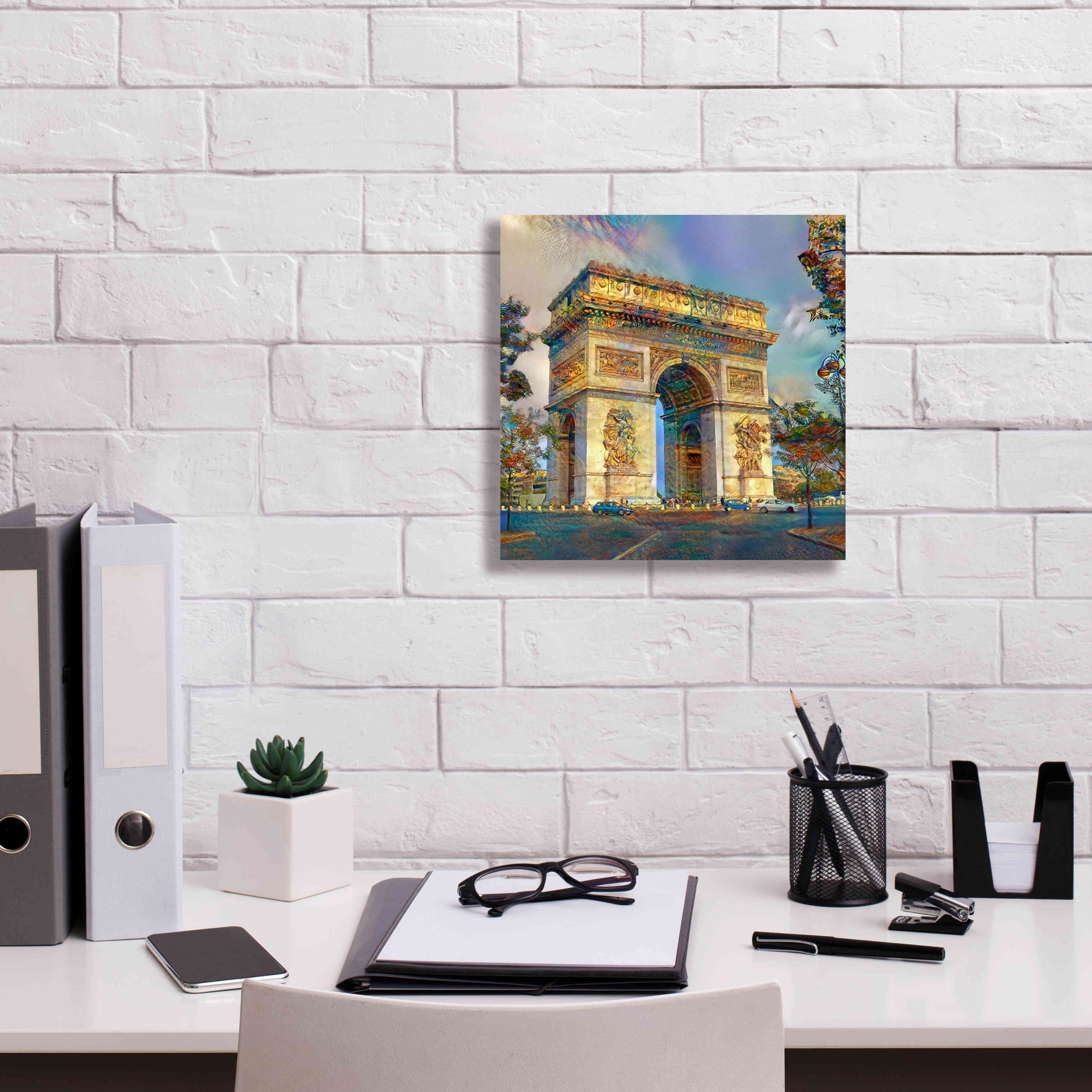 'Paris France Arc de Triomphe' by Pedro Gavidia, Canvas Wall Art,12 x 12