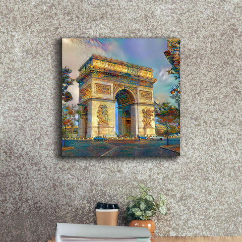 Image of 'Paris France Arc de Triomphe' by Pedro Gavidia, Canvas Wall Art,18 x 18