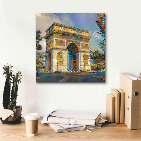 Image of 'Paris France Arc de Triomphe' by Pedro Gavidia, Canvas Wall Art,18 x 18