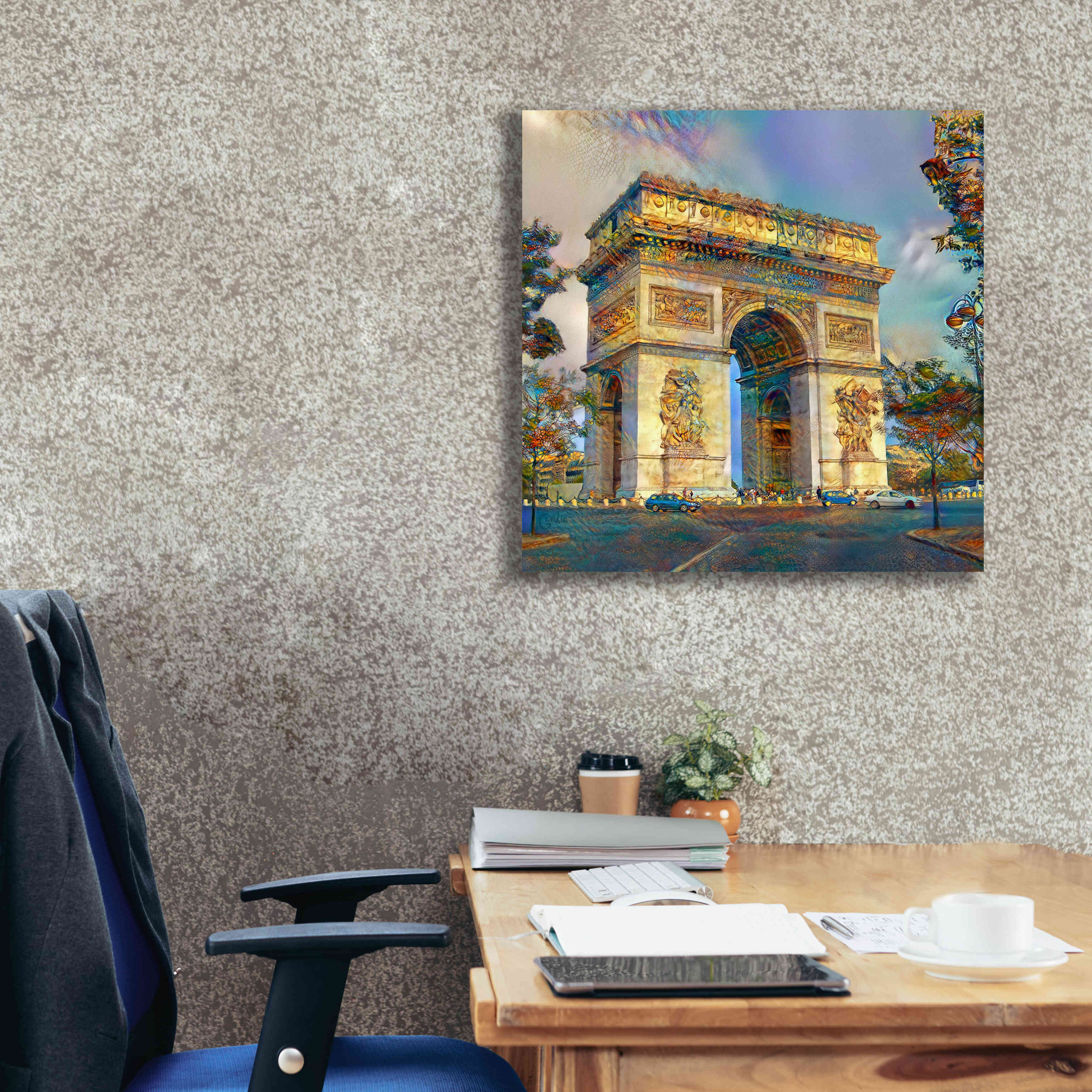 'Paris France Arc de Triomphe' by Pedro Gavidia, Canvas Wall Art,26 x 26