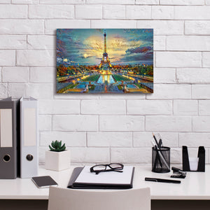 'Paris France Fontaines de Chaillot and Eiffel Tower seen from the Place du Trocadero' by Pedro Gavidia, Canvas Wall Art,18 x 12