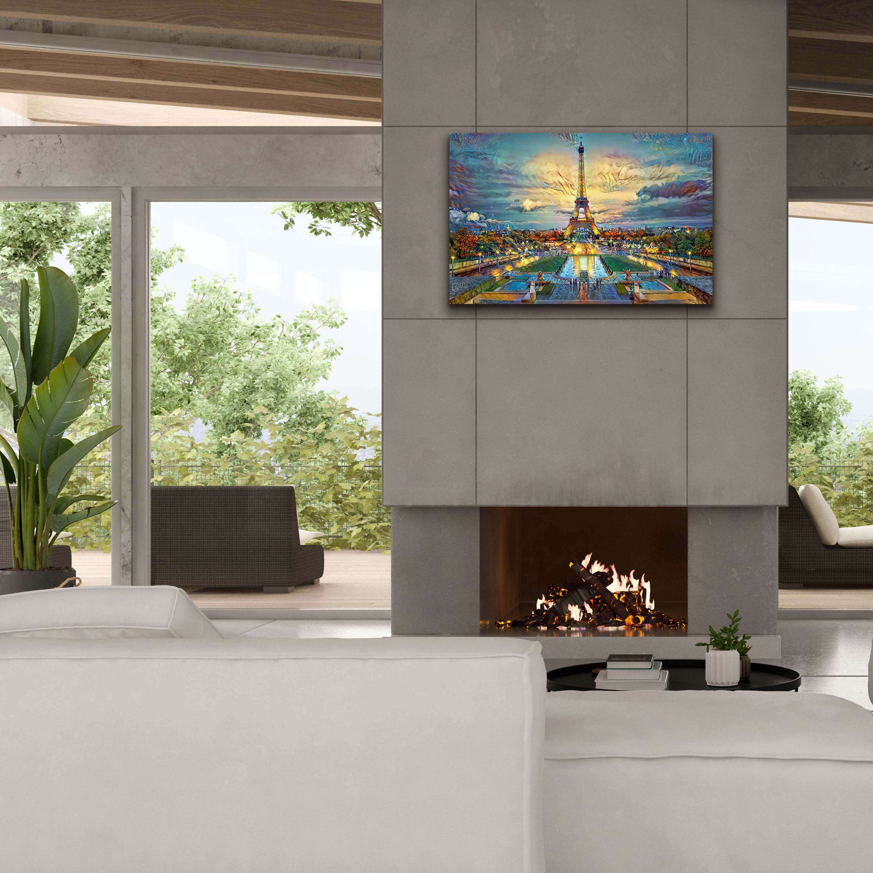 'Paris France Fontaines de Chaillot and Eiffel Tower seen from the Place du Trocadero' by Pedro Gavidia, Canvas Wall Art,40 x 26