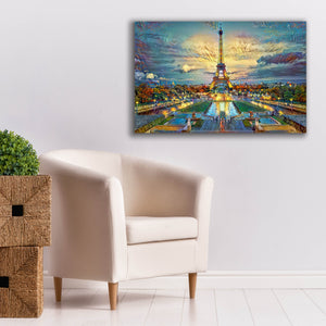 'Paris France Fontaines de Chaillot and Eiffel Tower seen from the Place du Trocadero' by Pedro Gavidia, Canvas Wall Art,40 x 26